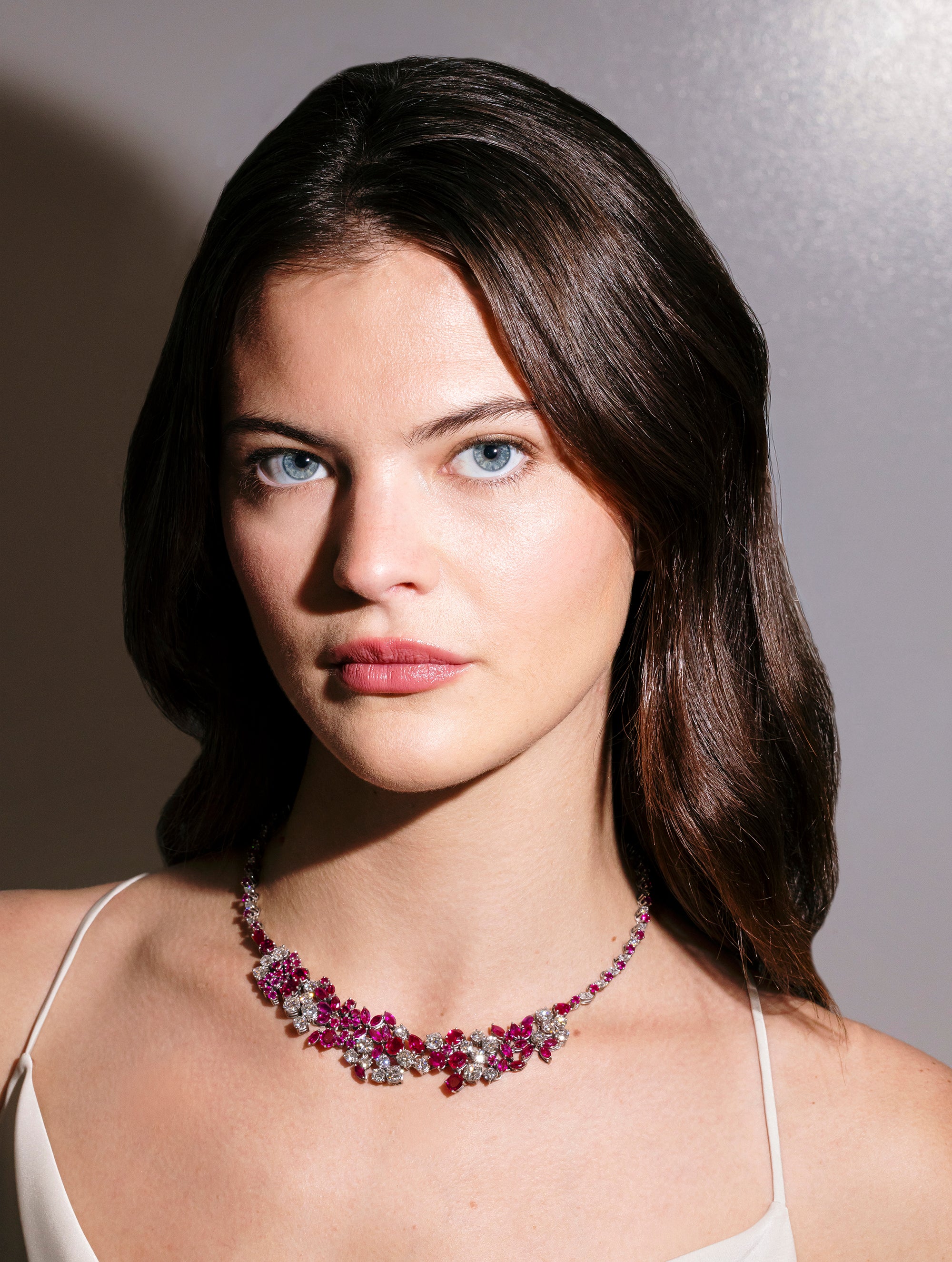 Ruby, Pink Sapphire, & Diamond Bib Necklace, Circa 1970s