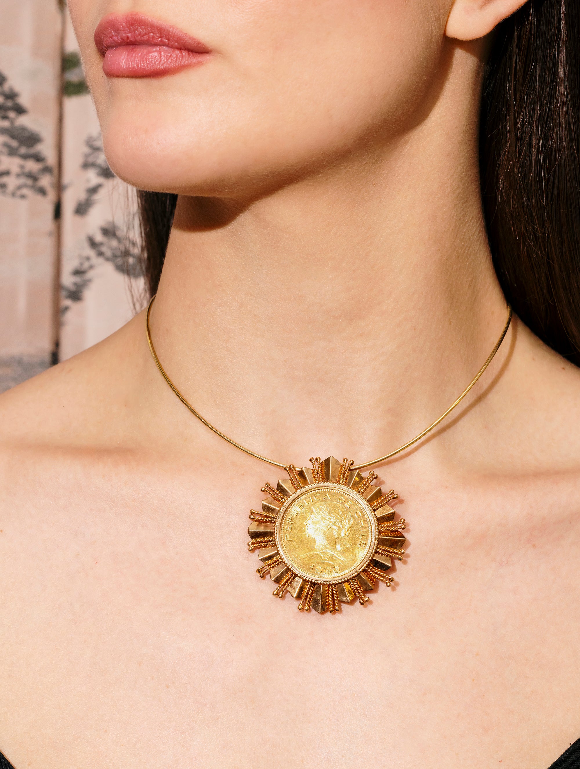 Oversized Vintage Chilean Coin Medallion/Brooch, Circa 1960s