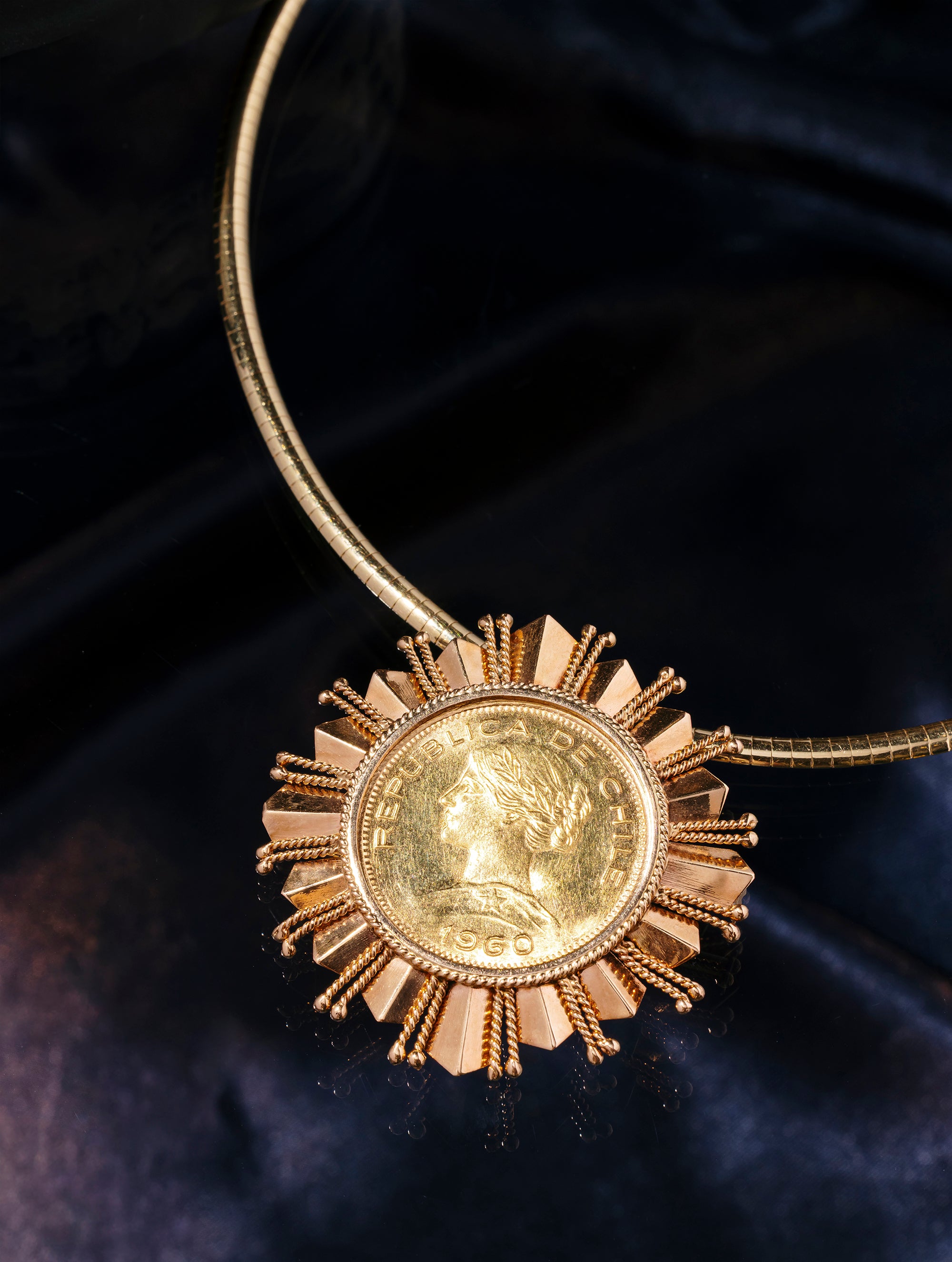 Oversized Vintage Chilean Coin Medallion/Brooch, Circa 1960s