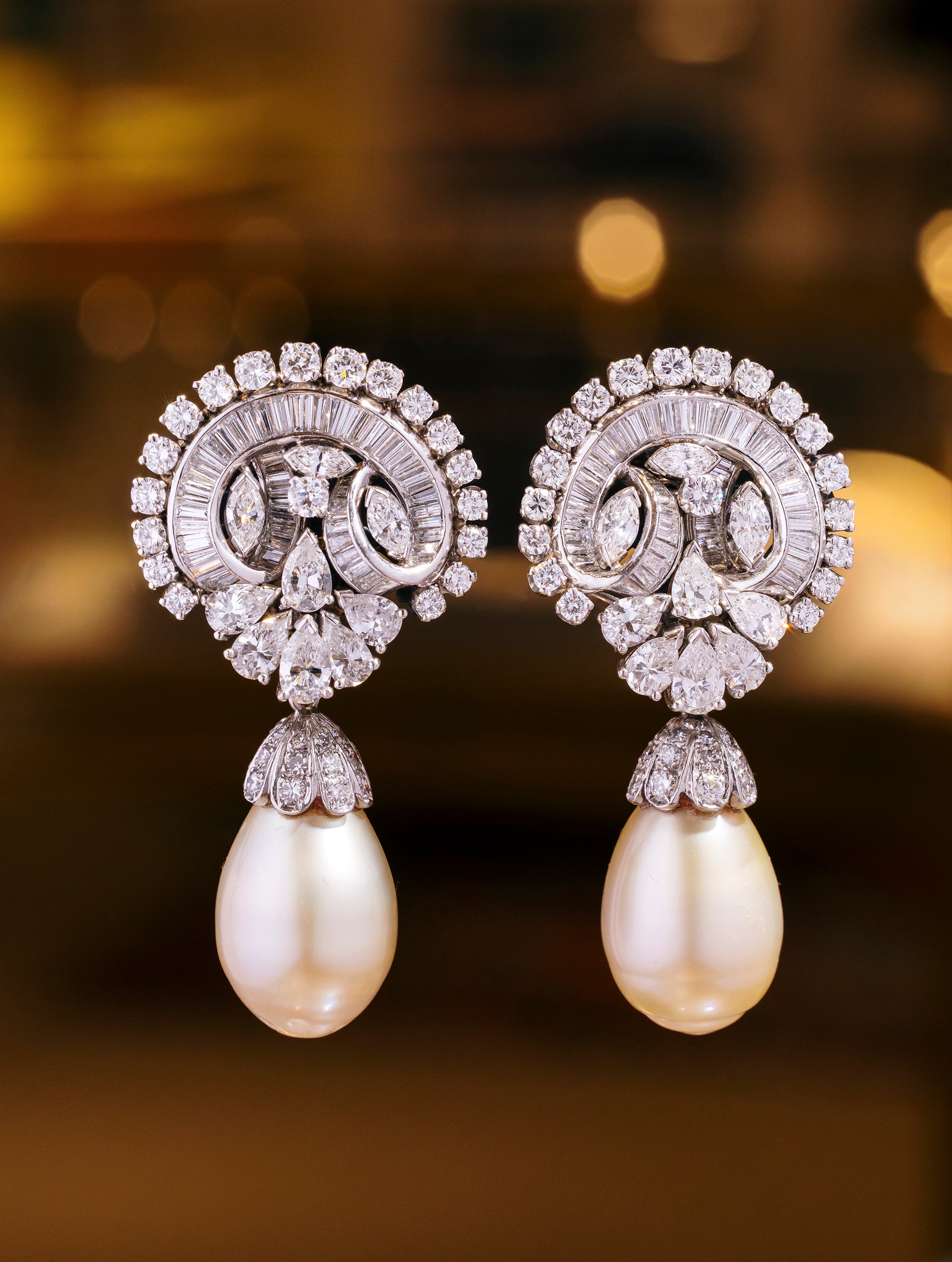 Diamond & Pearl Transformable Day/Night Earrings, Circa 1950s