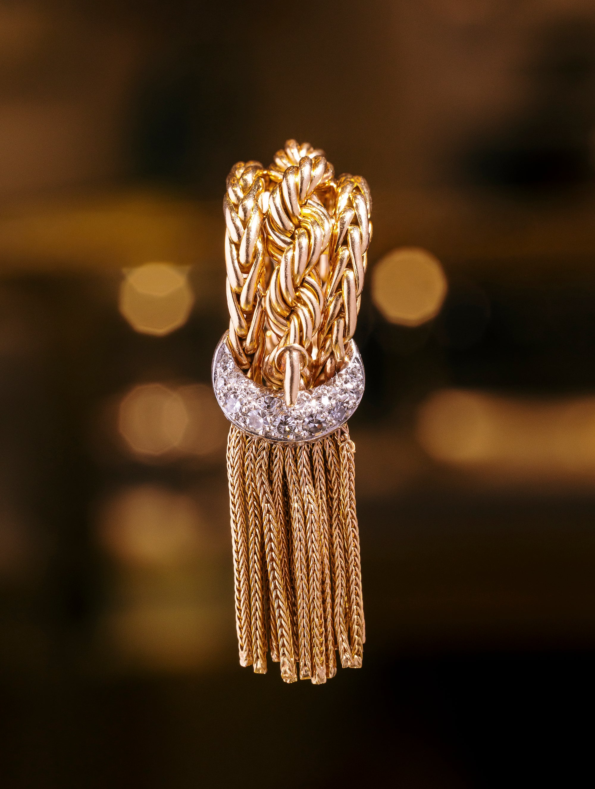 Vintage Sterlé Diamond & Gold Buckle Ring