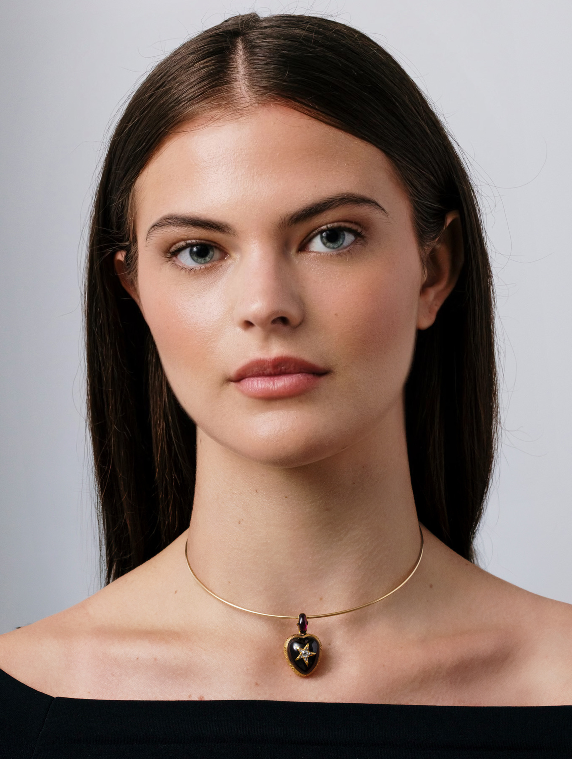 Antique Garnet & Diamond Heart Pendant