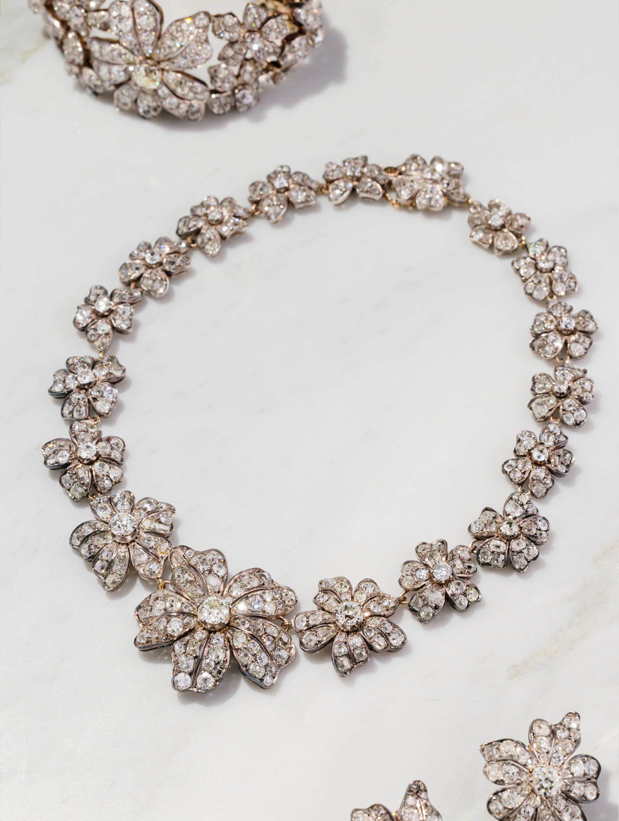 Important Georgian Era Diamond Floral Suite, circa 1800s
