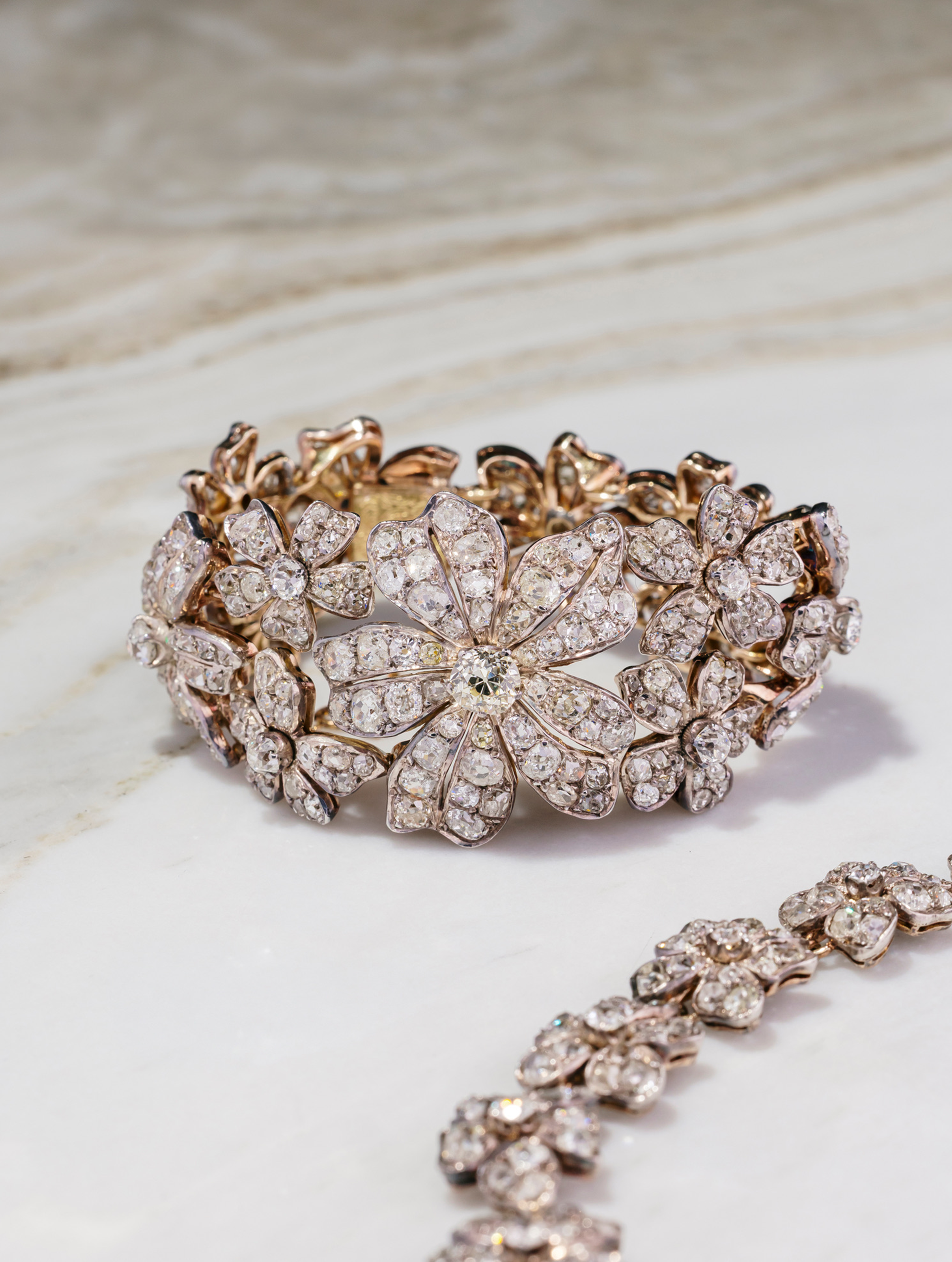Important Georgian Era Diamond Floral Suite, circa 1800s