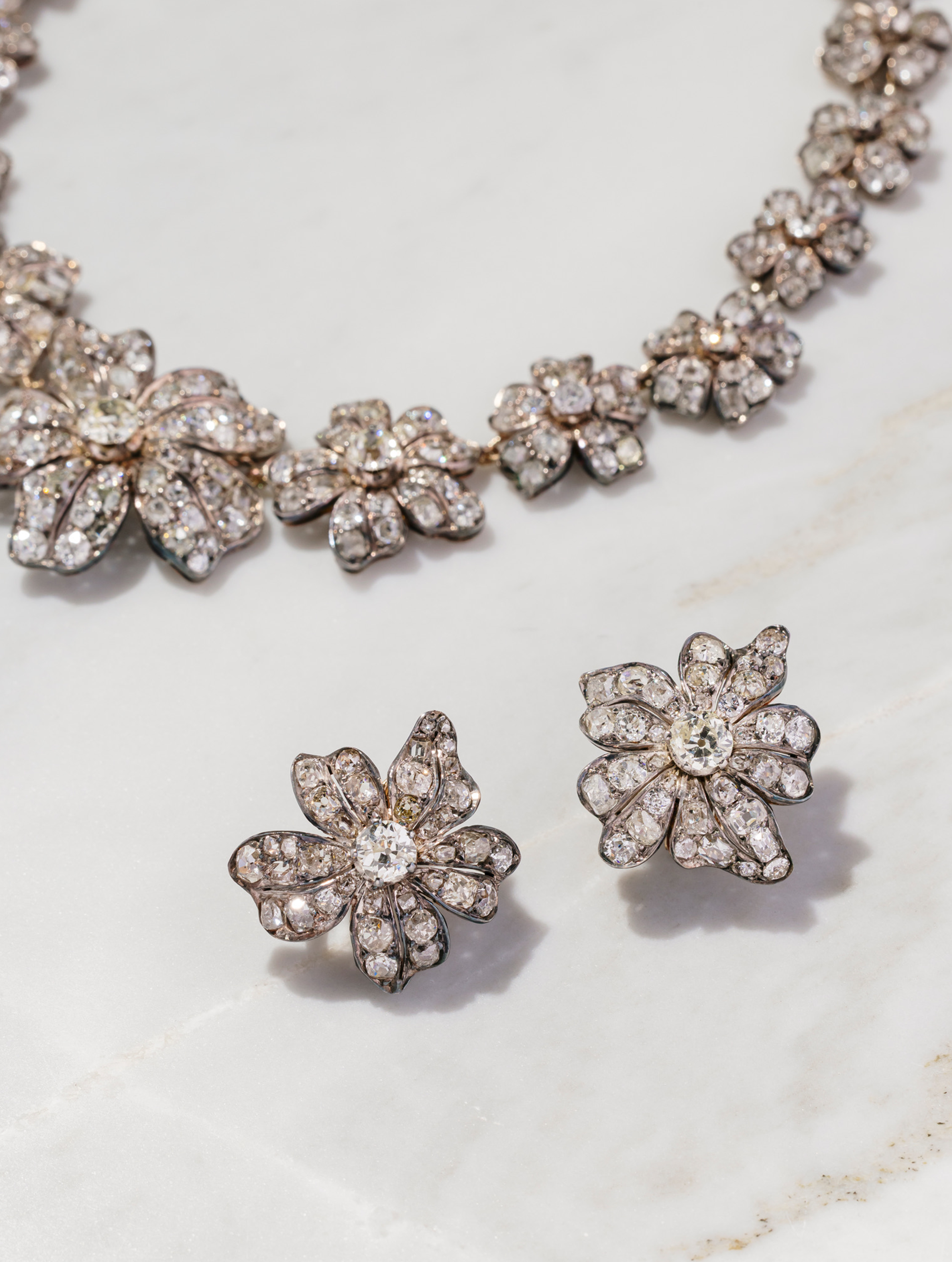Important Georgian Era Diamond Floral Suite, circa 1800s