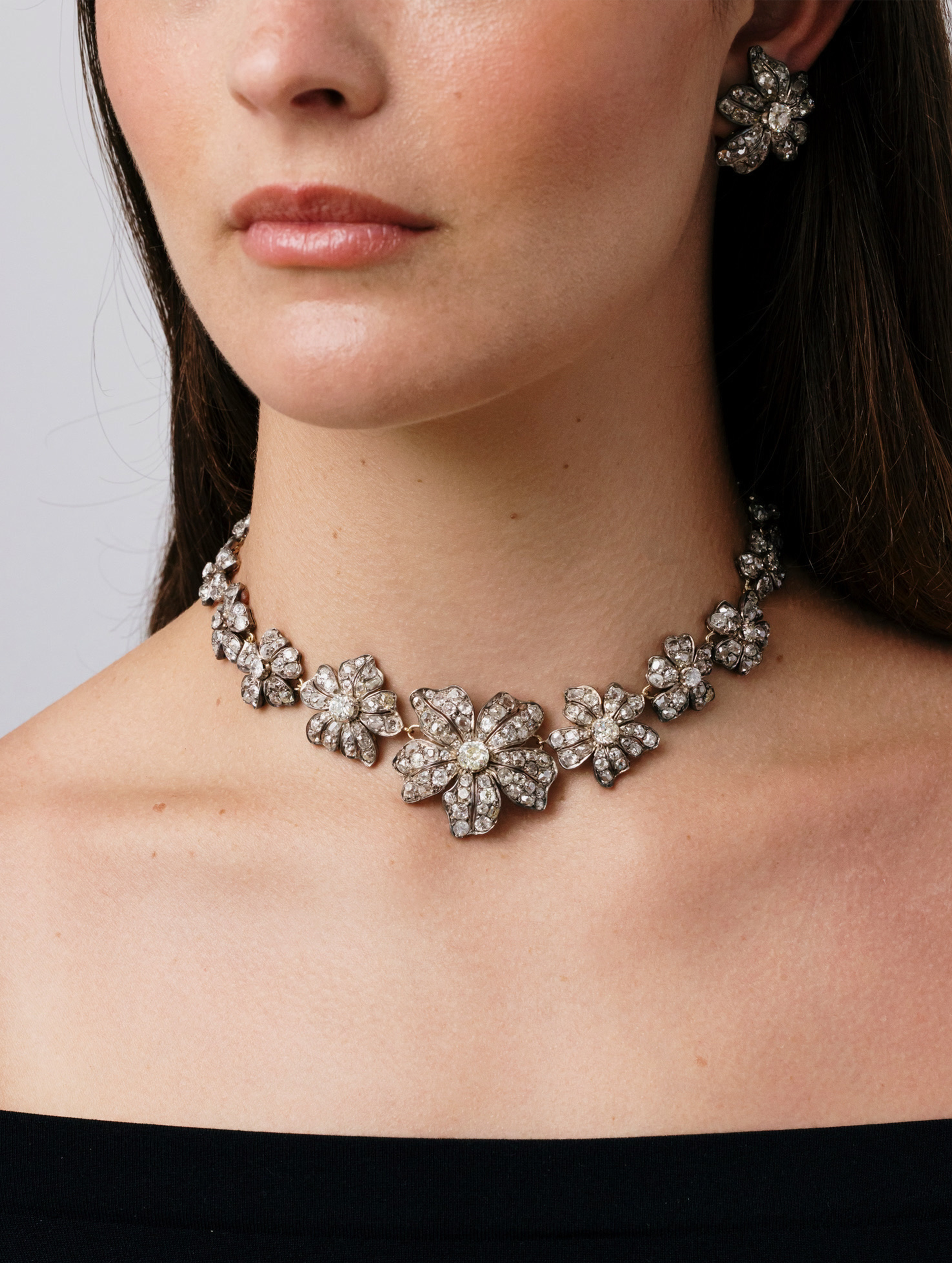 Important Georgian Era Diamond Floral Suite, circa 1800s