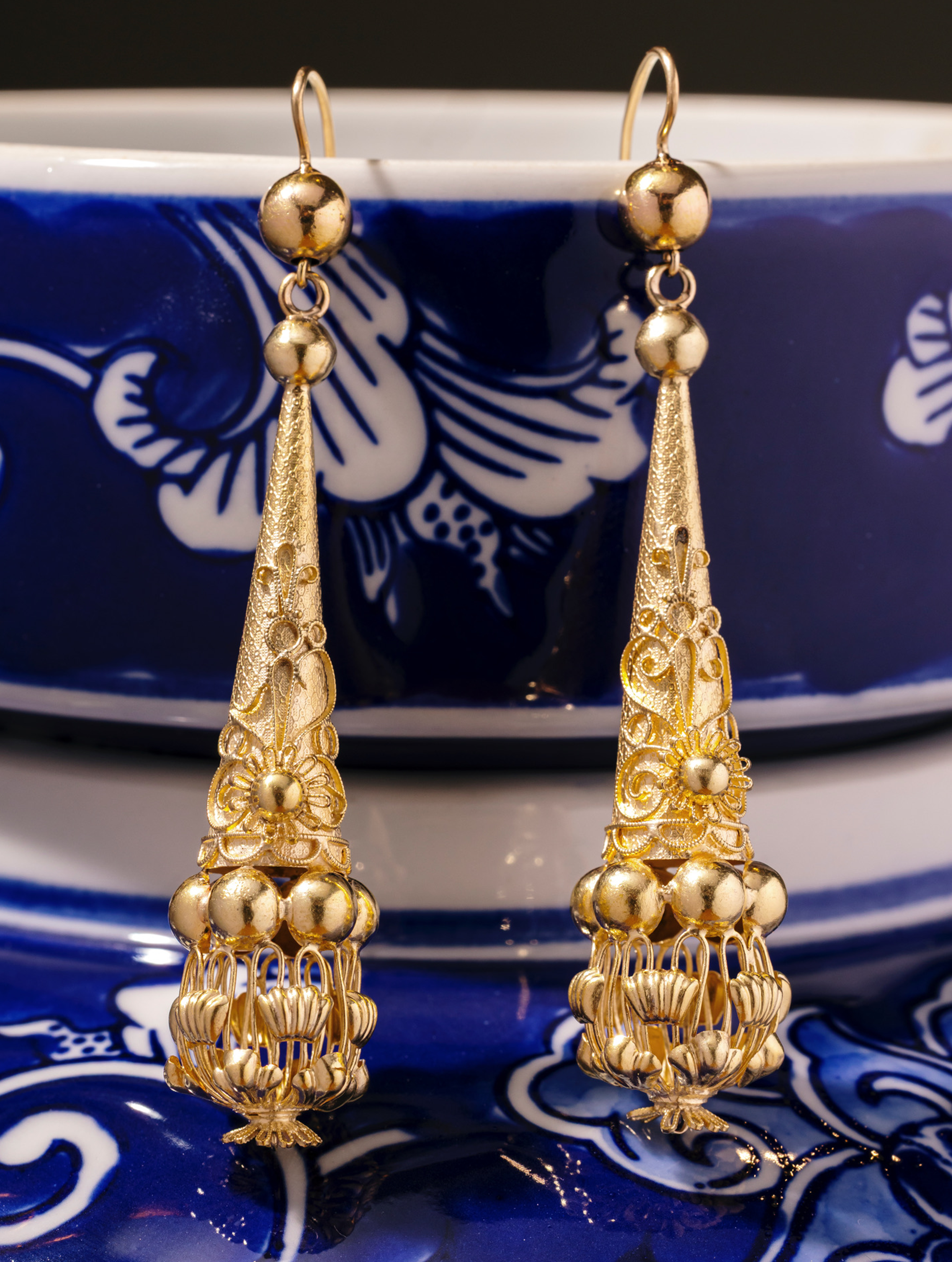 Antique Victorian Foliate Chandelier Earrings