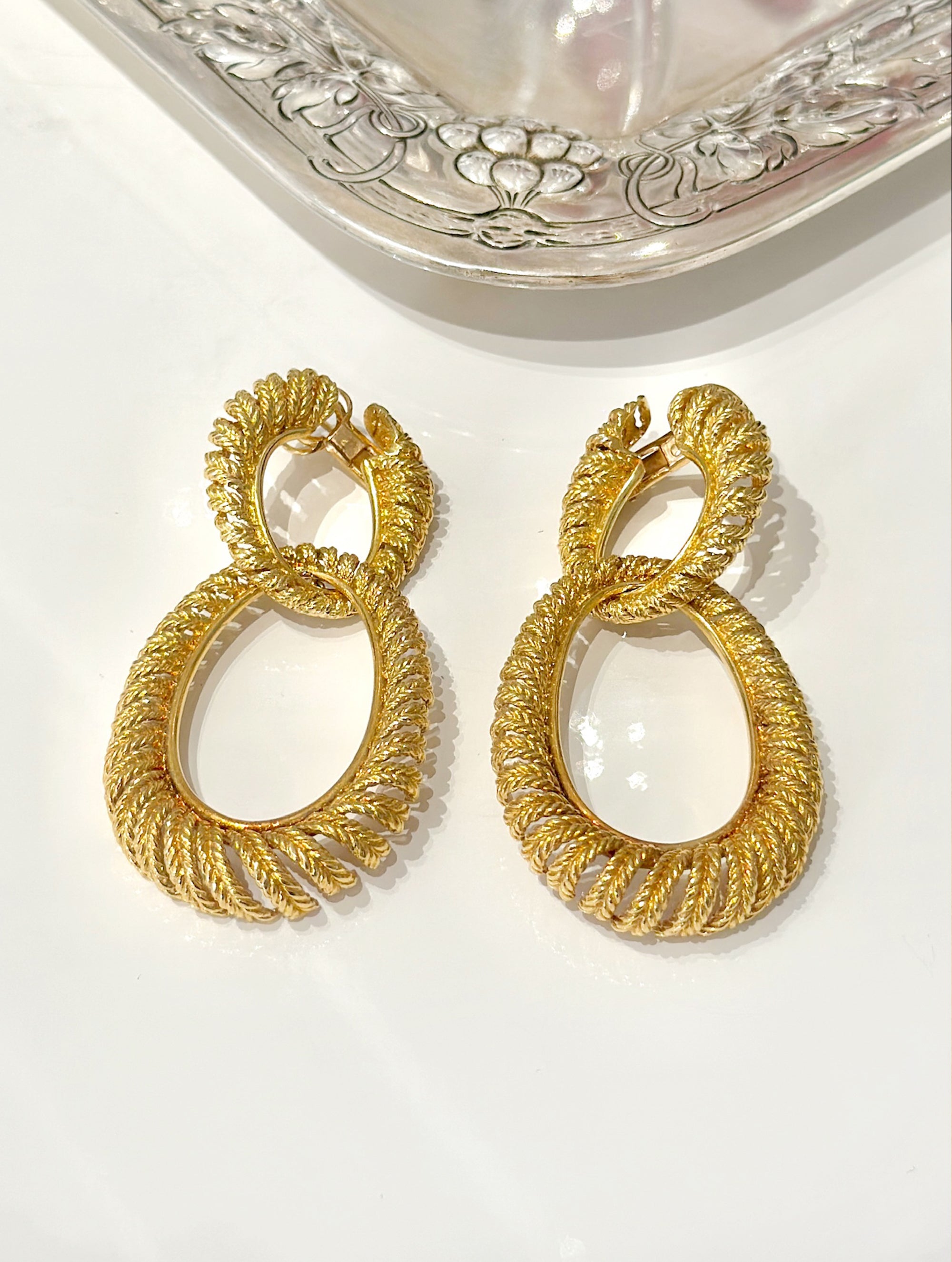 Boucheron Gold Rope-Motif Hoop Earrings, circa 1970