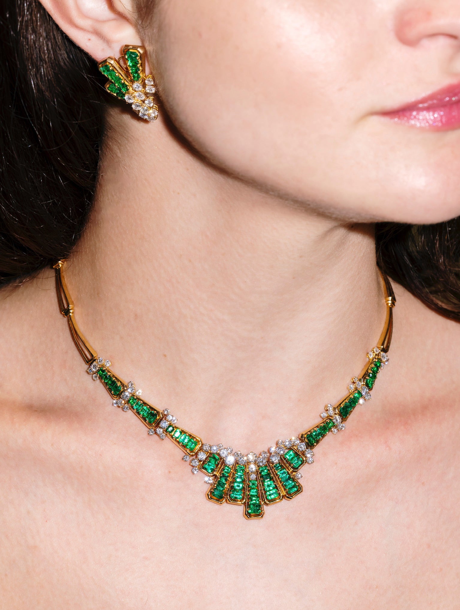 Vintage Emerald and Diamond Earrings, circa 1970