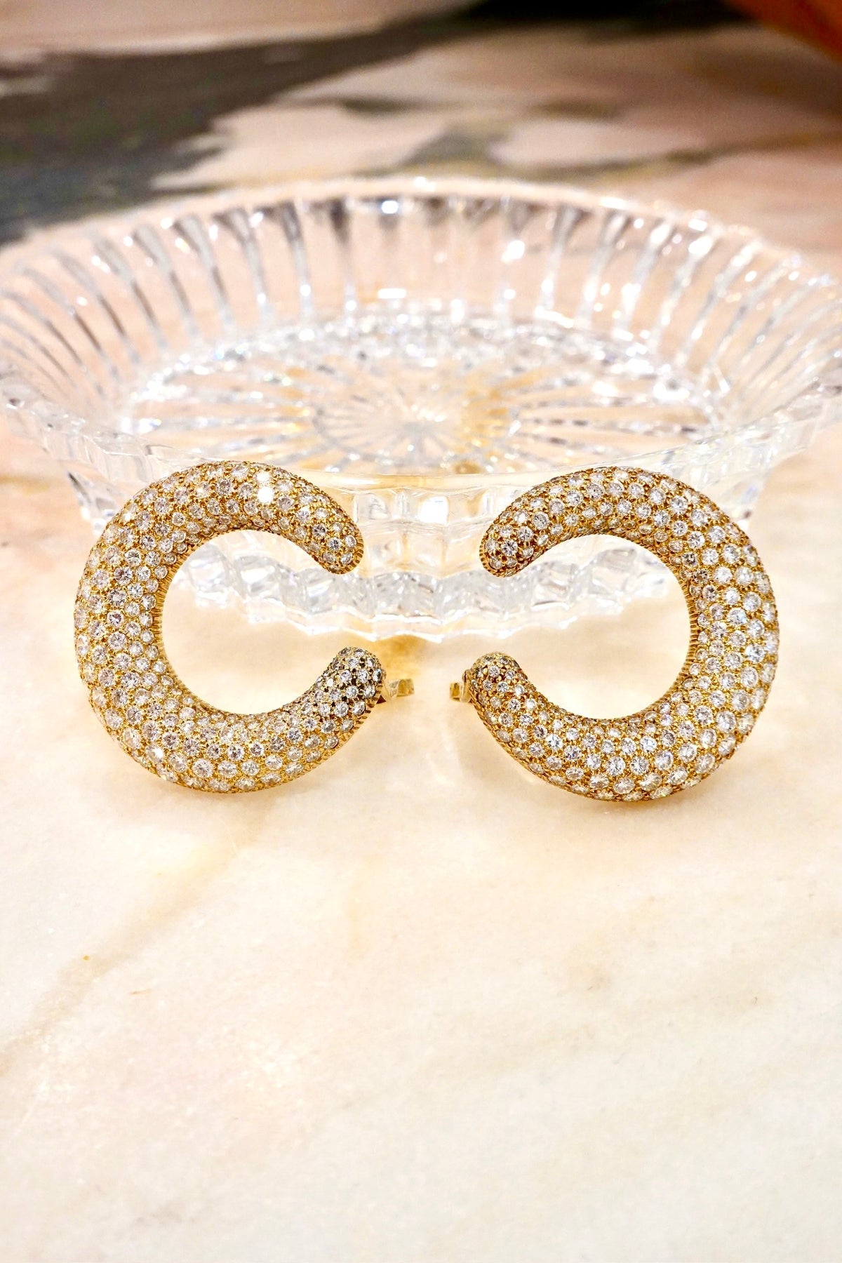 Vintage Cartier Diamond Hoop Earrings, Circa 1980s