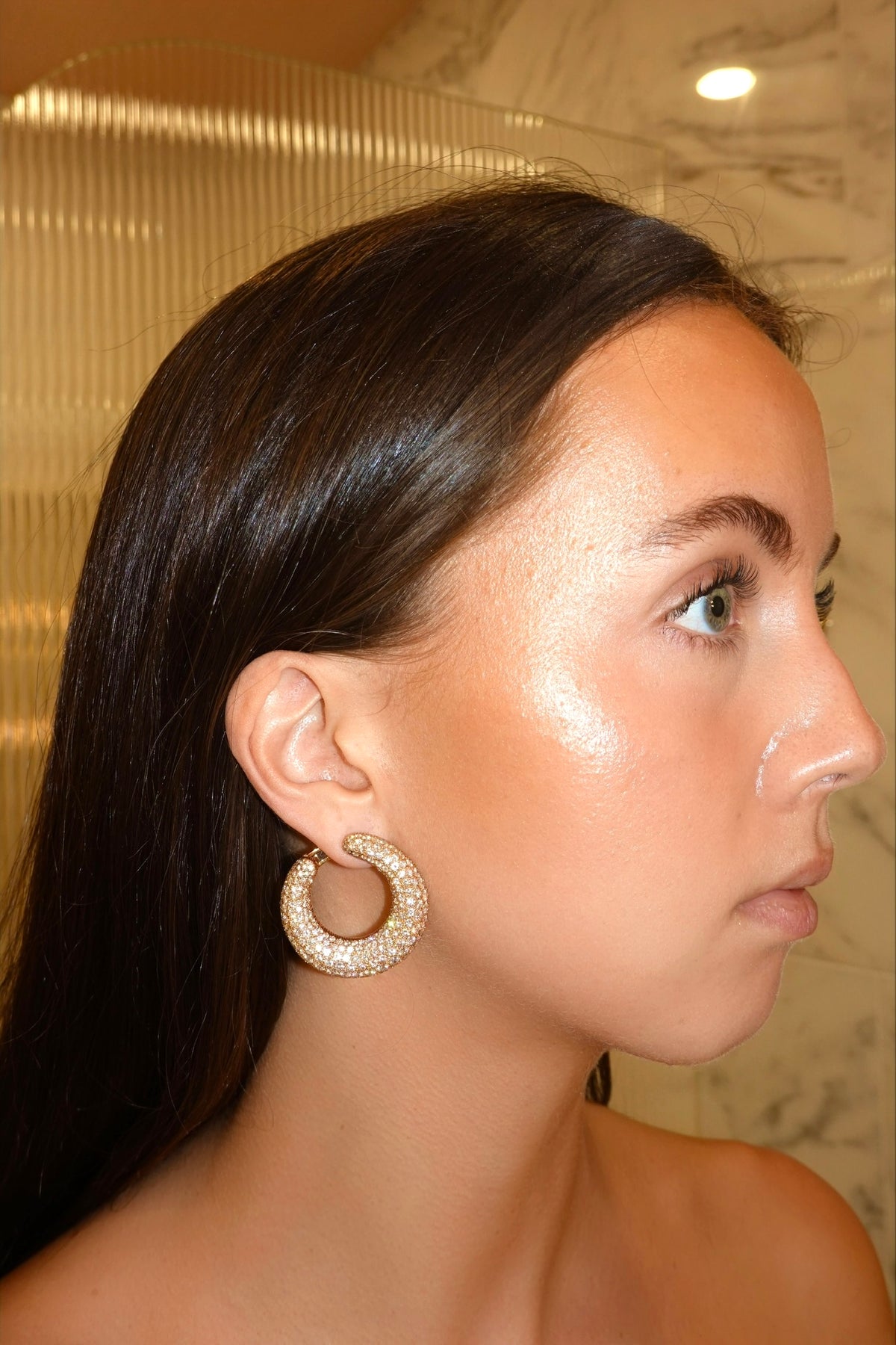 Vintage Cartier Diamond Hoop Earrings, Circa 1980s