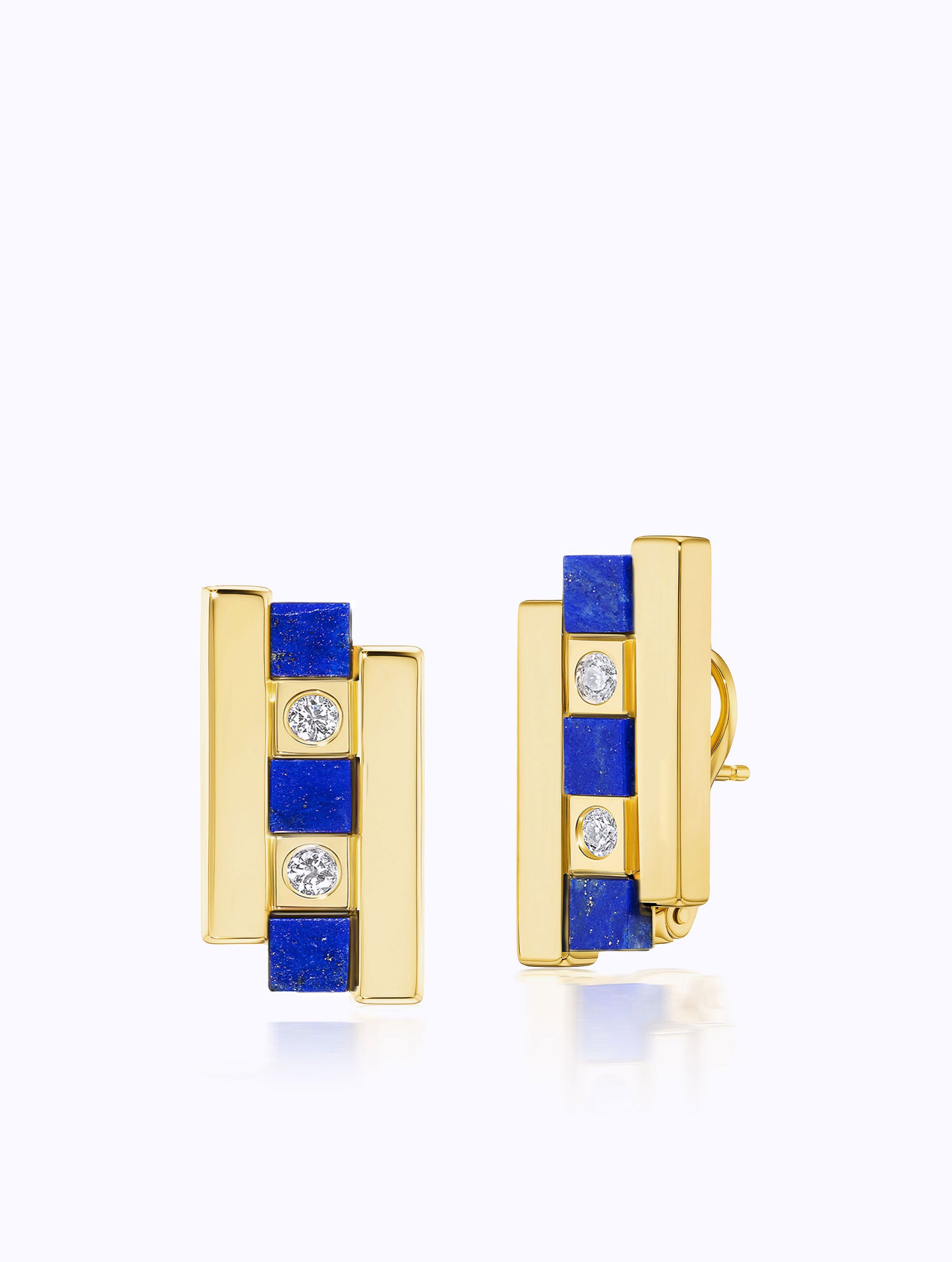 Jumbo Carousel Lapis & Diamond Earrings