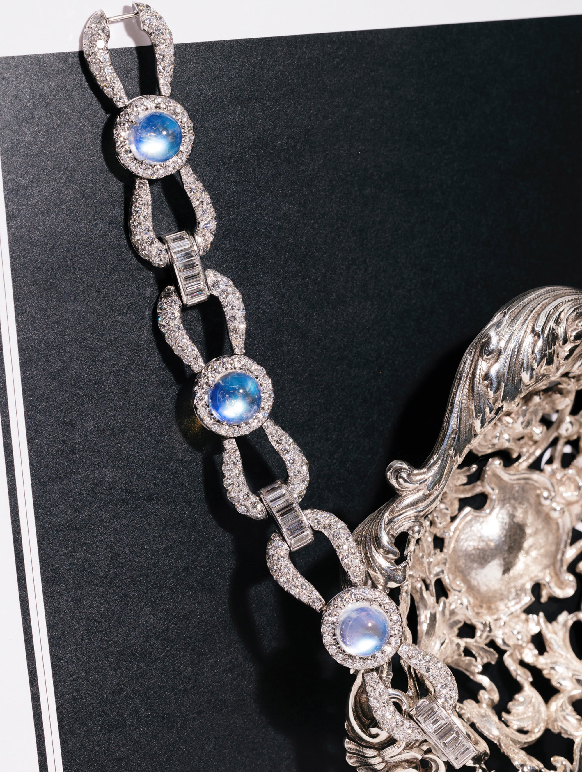 Antique Art Deco Moonstone and Diamond Bracelet