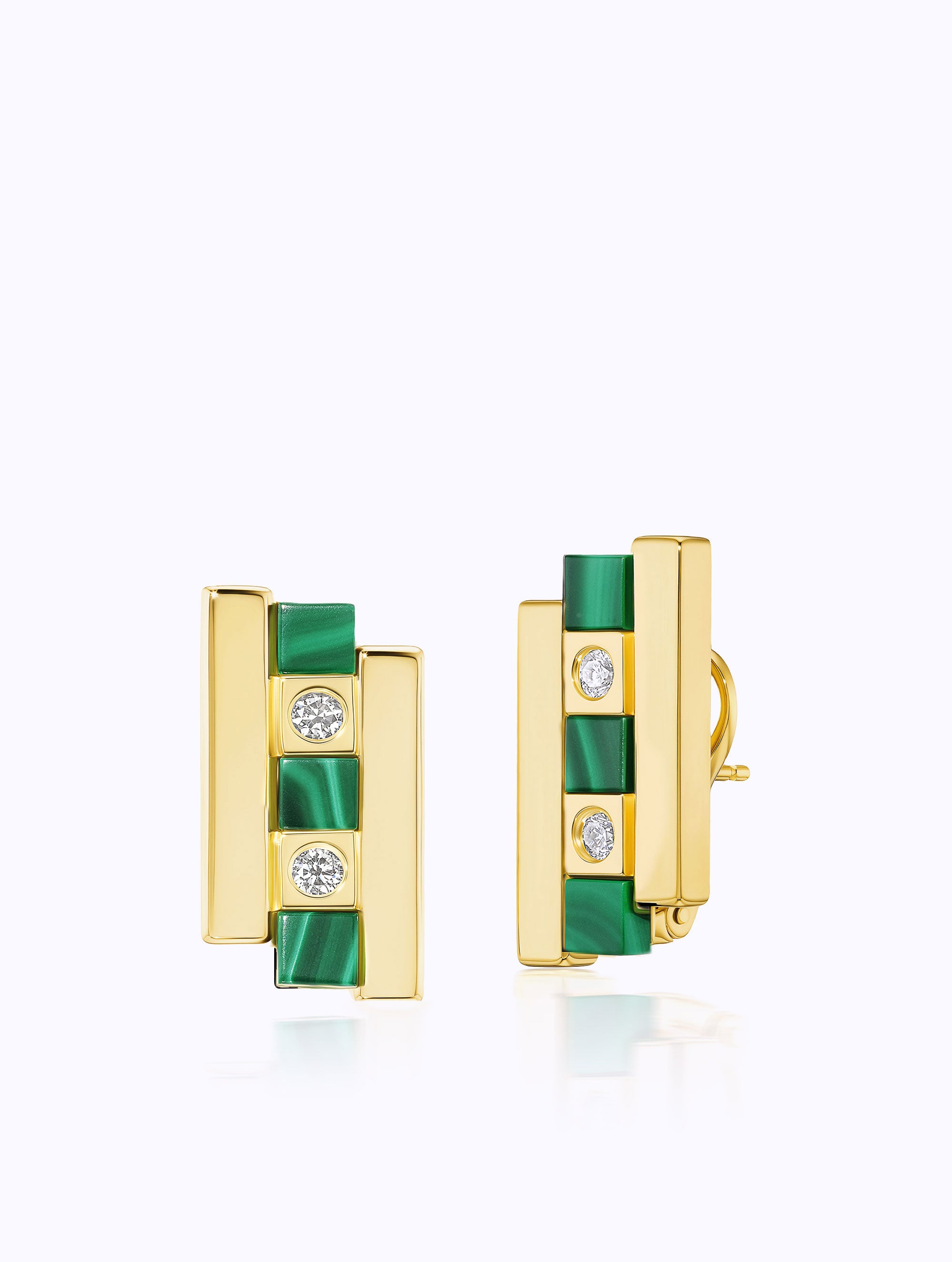 Jumbo Carousel Malachite & Diamond Earrings