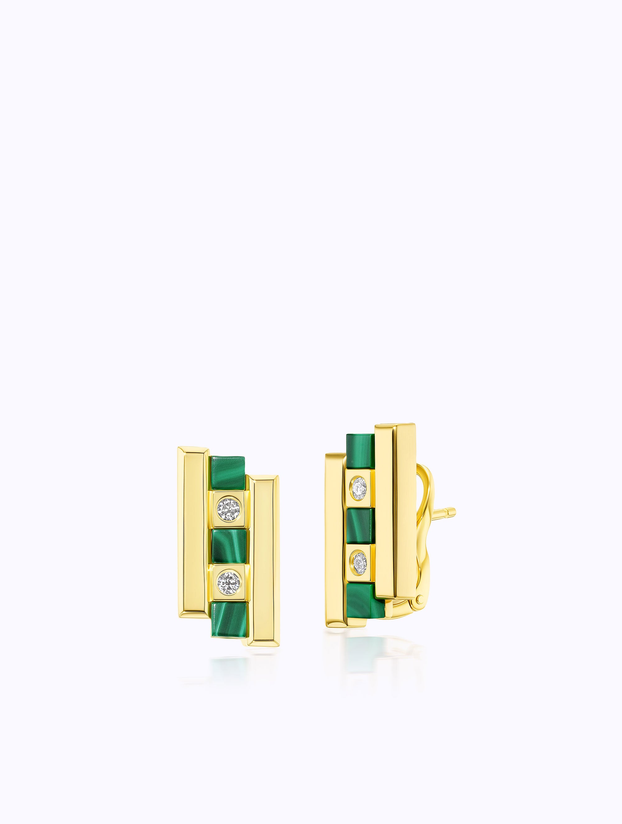Carousel Malachite & Diamond Earrings