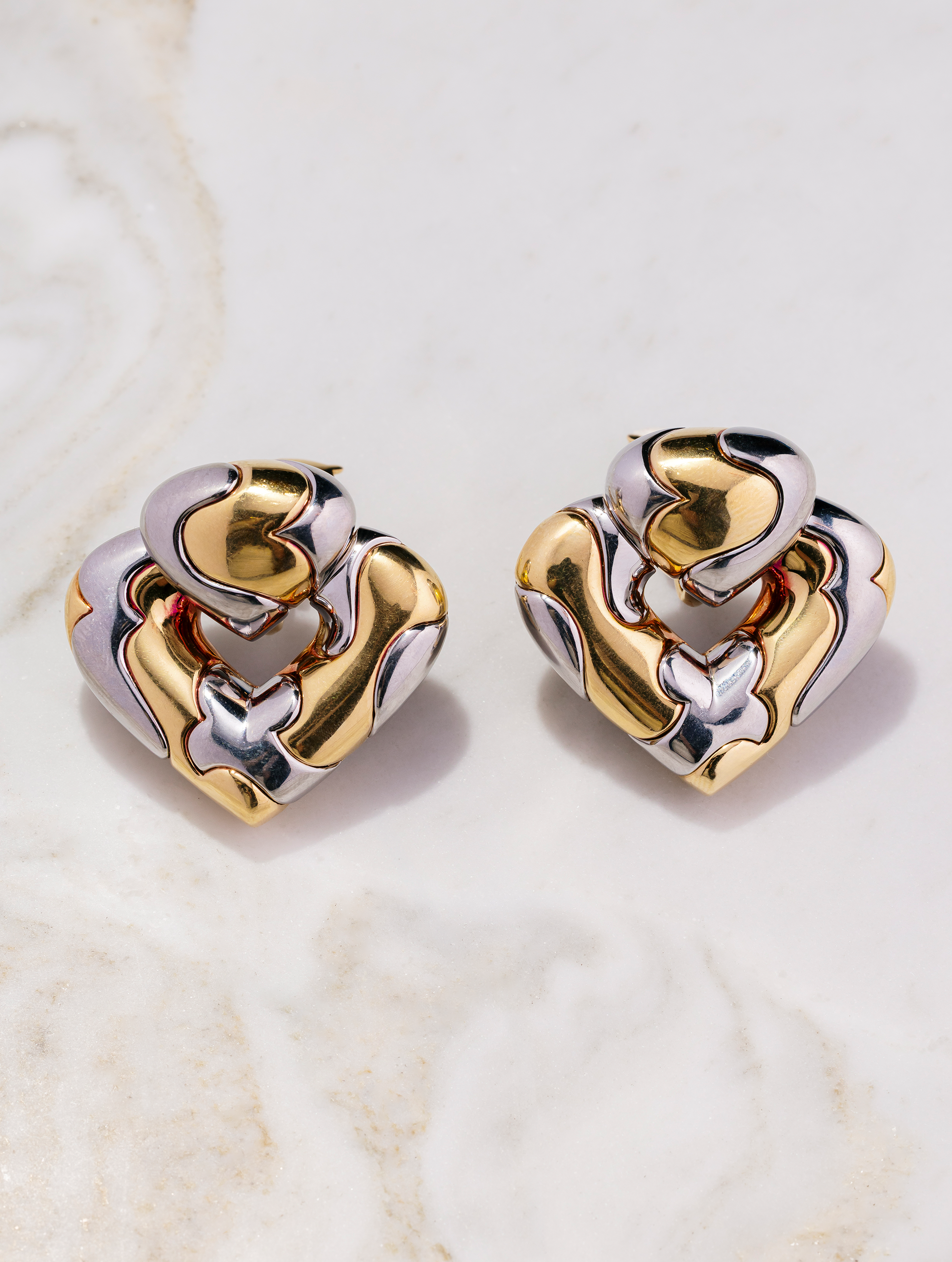 Marina B Heart Motif Earrings, circa 1970s–1980s