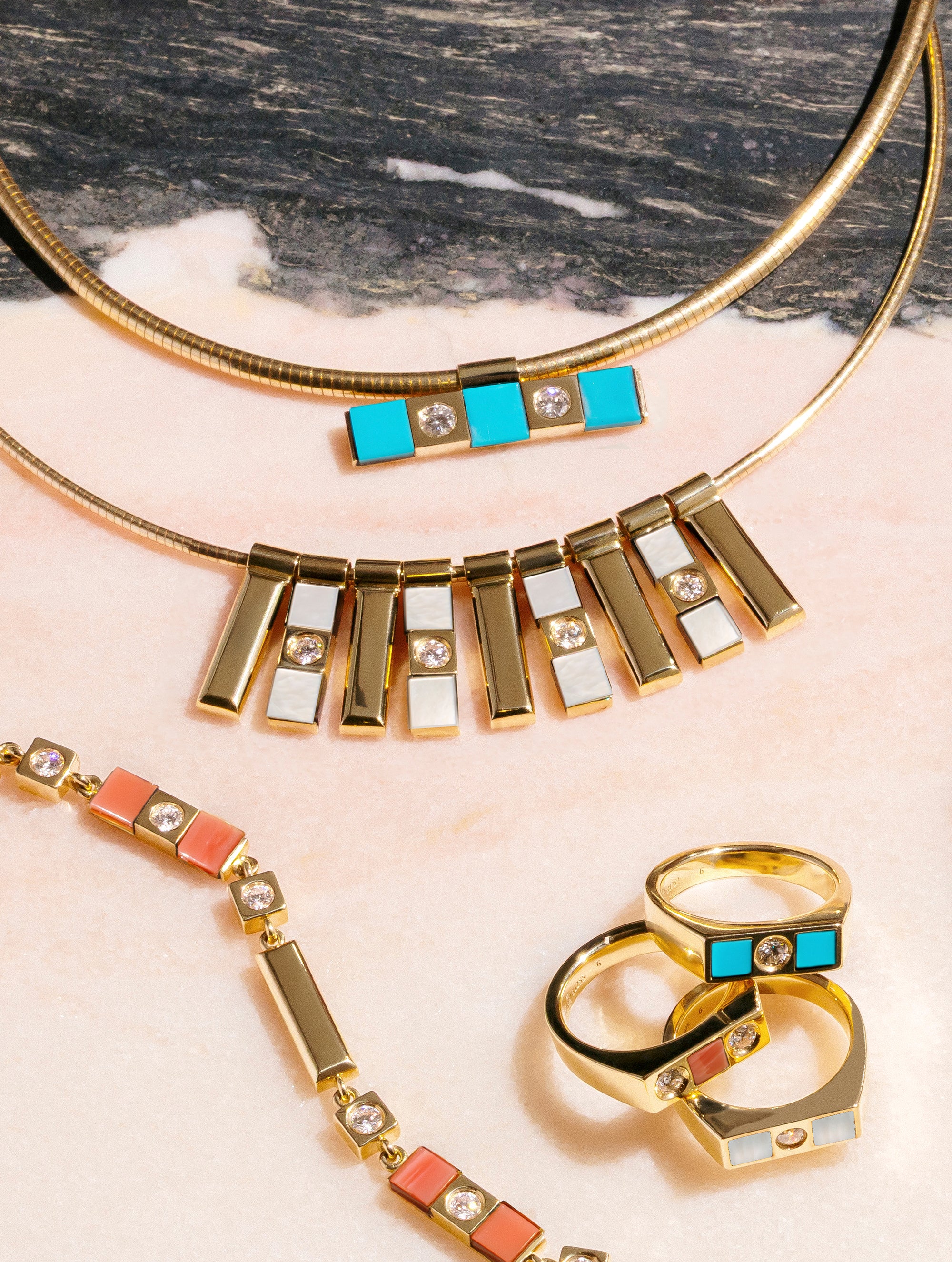 Carousel Mother of Pearl & Diamond Demi Fringe Necklace