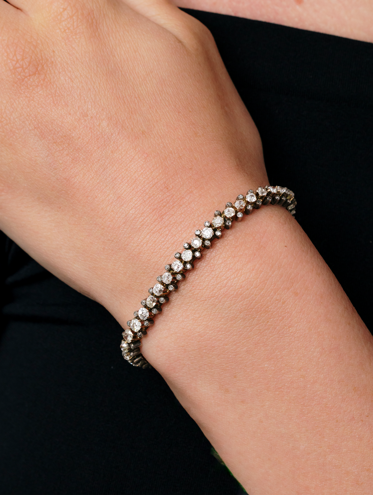 Antique Old Mine Diamond Georgian Bracelet, Circa Early 1880s