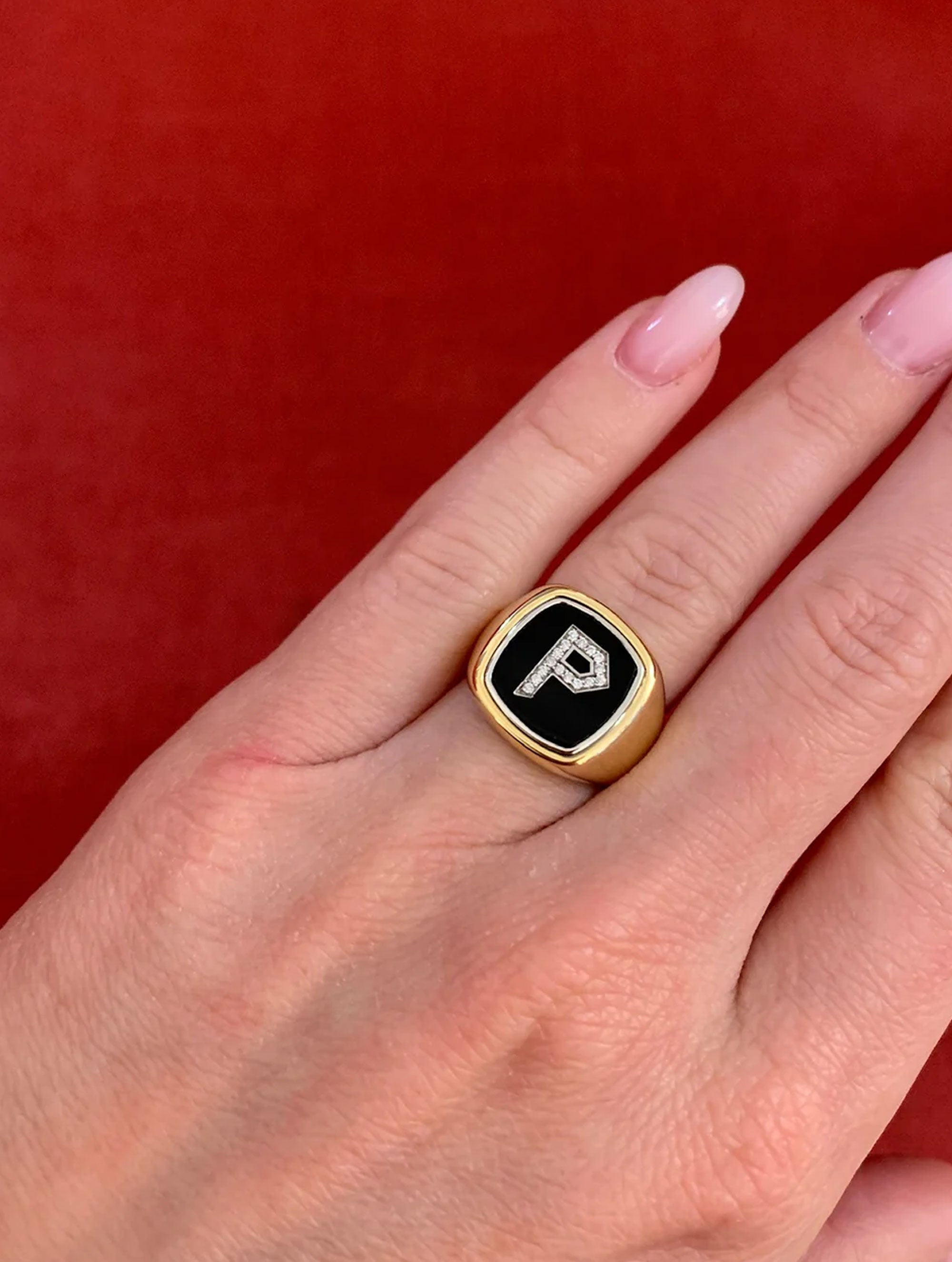 Onyx & Diamond Signet Ring