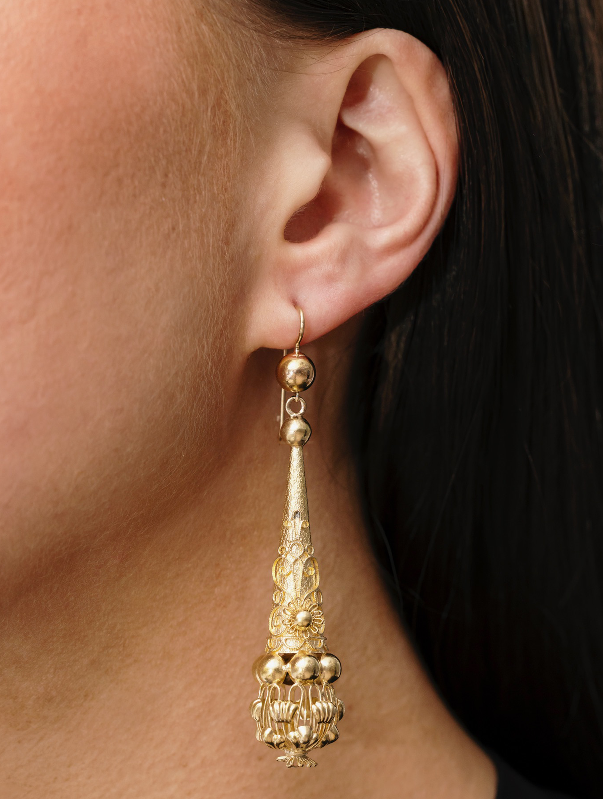 Antique Victorian Foliate Chandelier Earrings