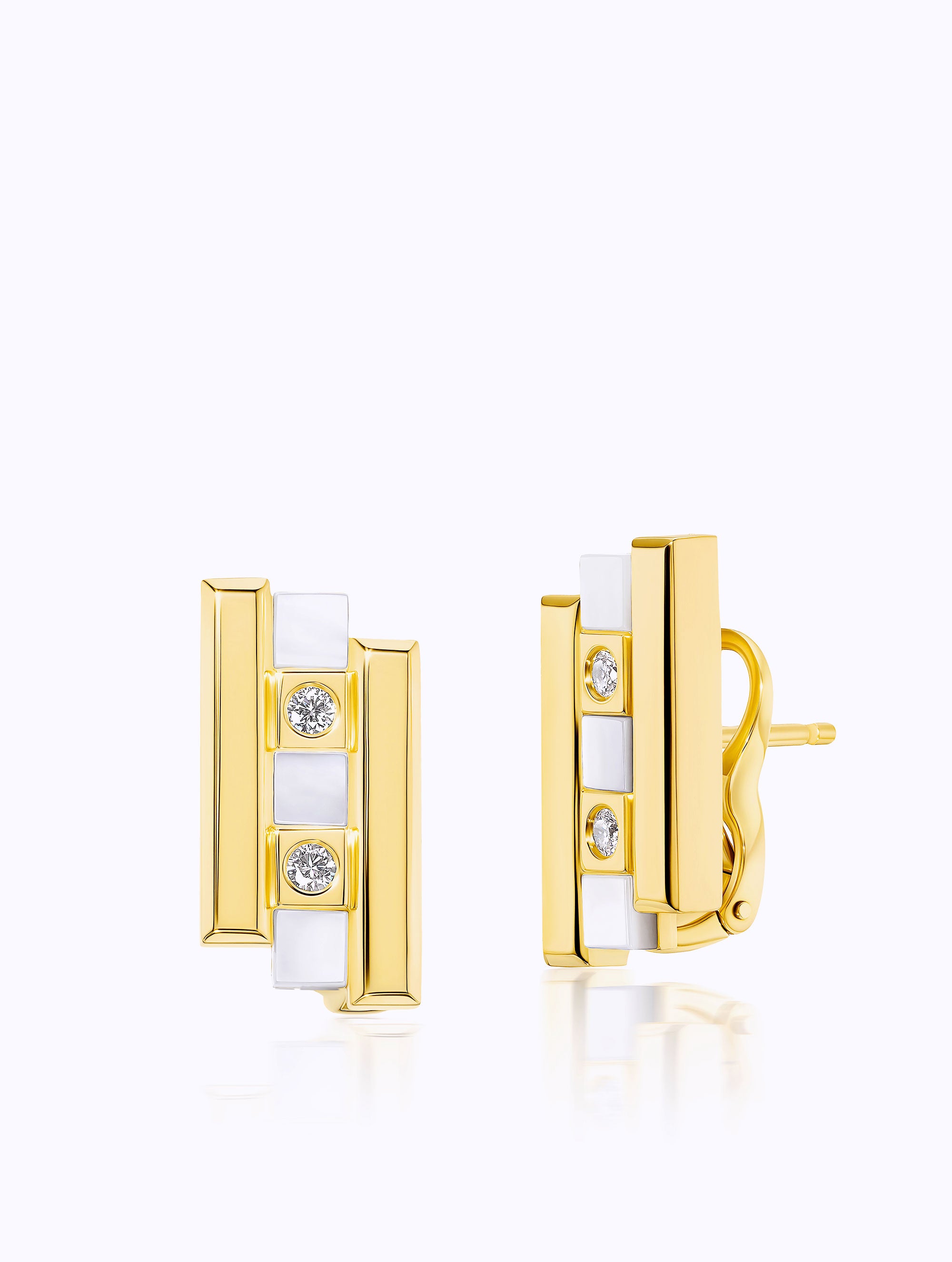 Jumbo Carousel Mother of Pearl & Diamond Earrings