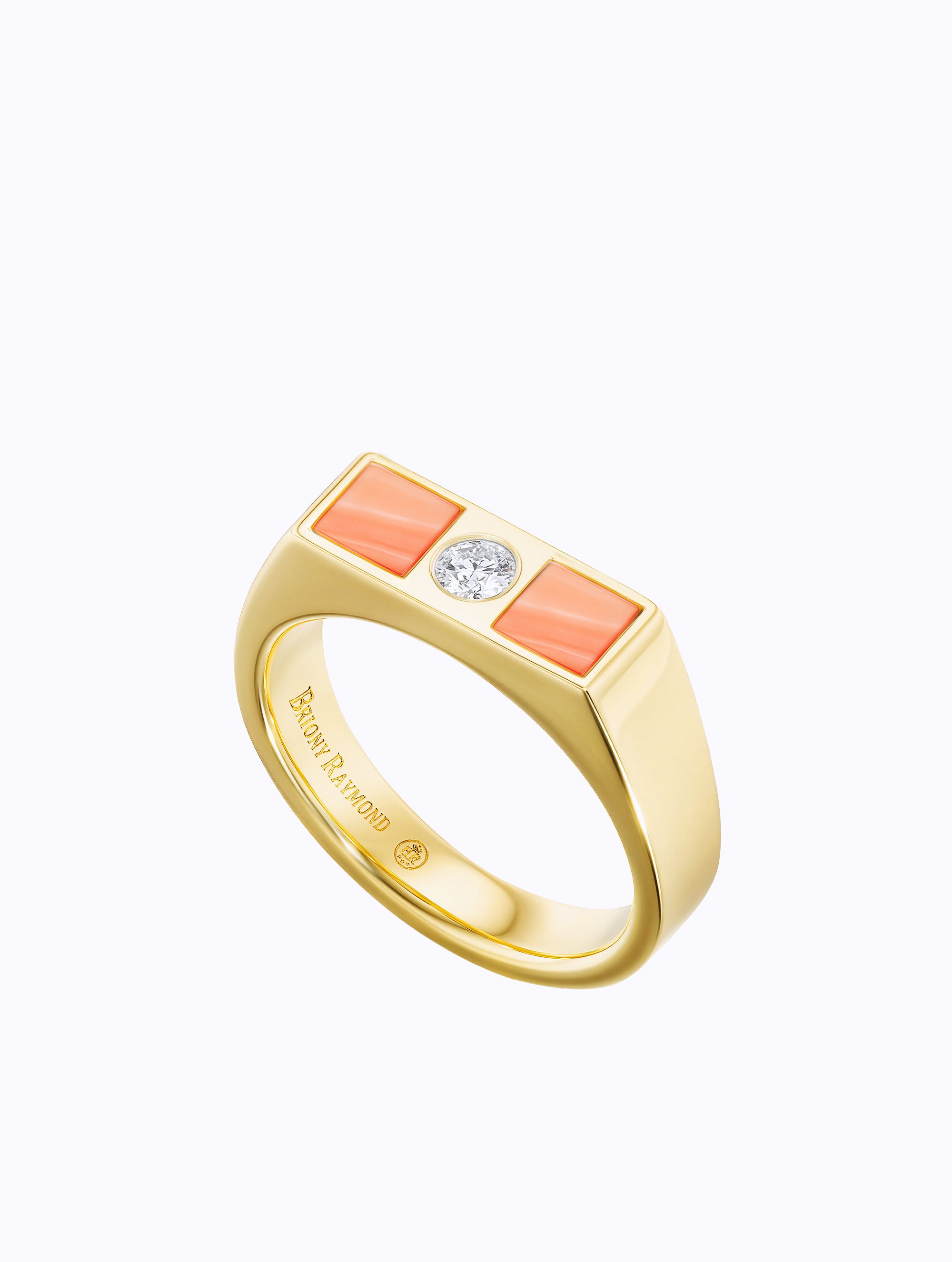 Carousel Double Coral & Diamond Checkerboard Ring
