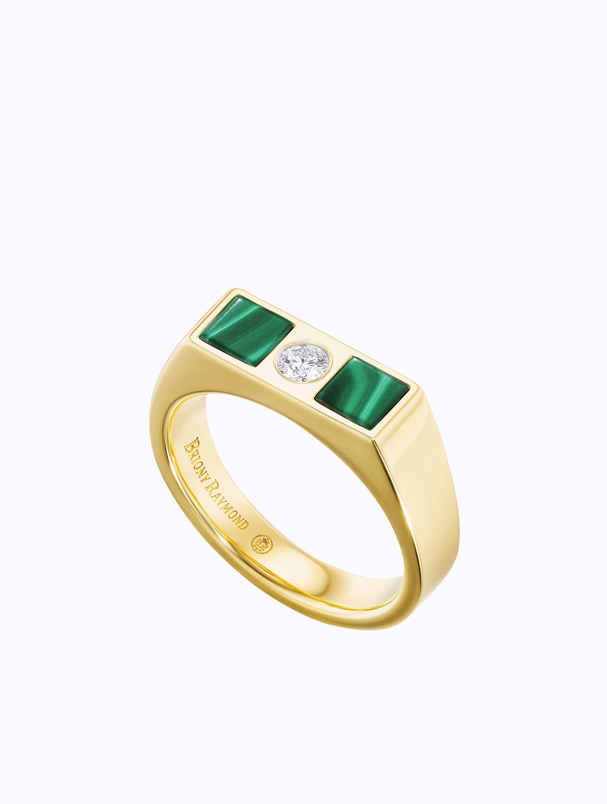 Carousel Double Malachite & Diamond Checkerboard Ring