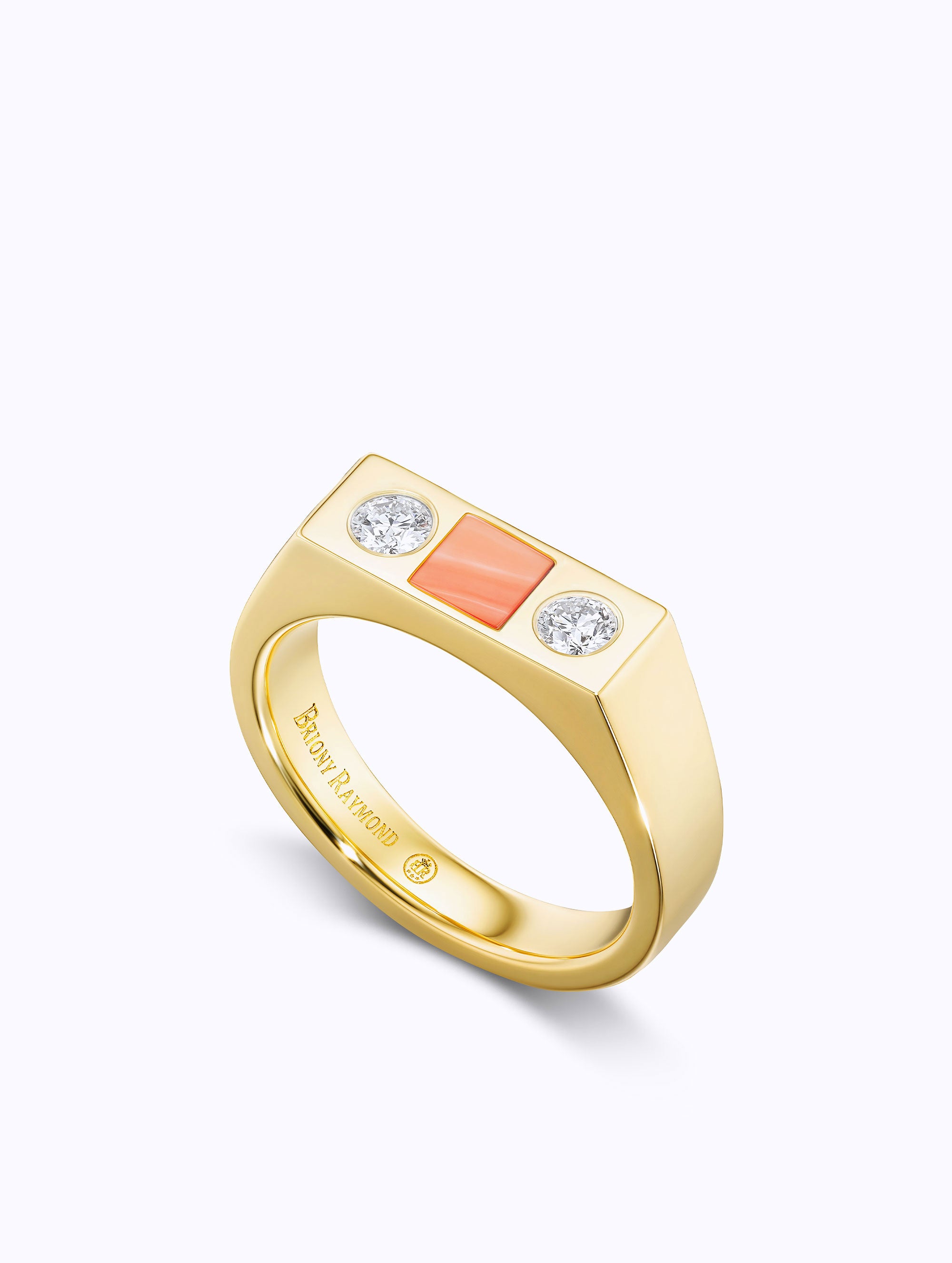 Carousel Coral & Diamond Checkerboard Ring