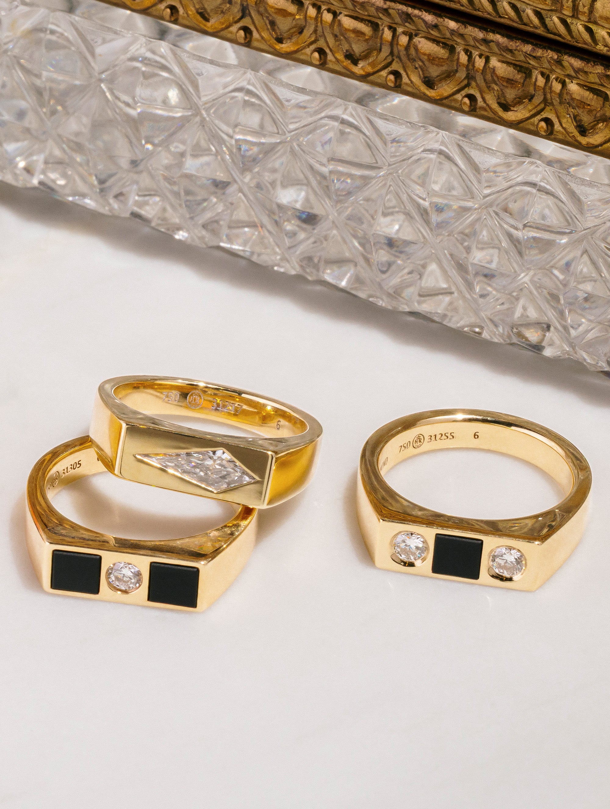 Carousel Onyx & Diamond Checkerboard Ring