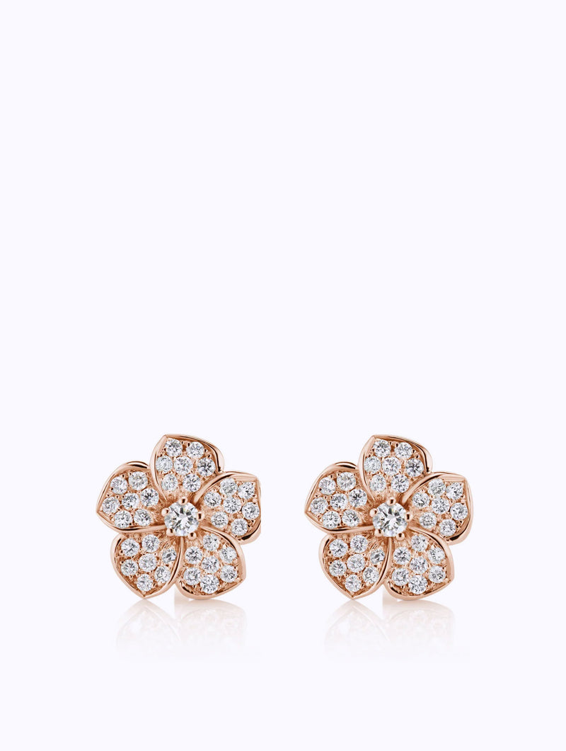 SMALL PLUMERIA DIAMOND EARRINGS