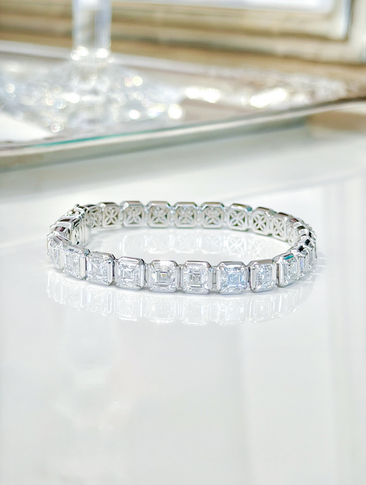 Slim Shadow Asscher Cut Diamond Bracelet