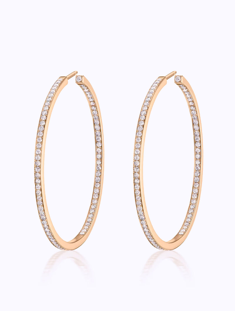 SLIM ATHENA DIAMOND HOOP EARRINGS