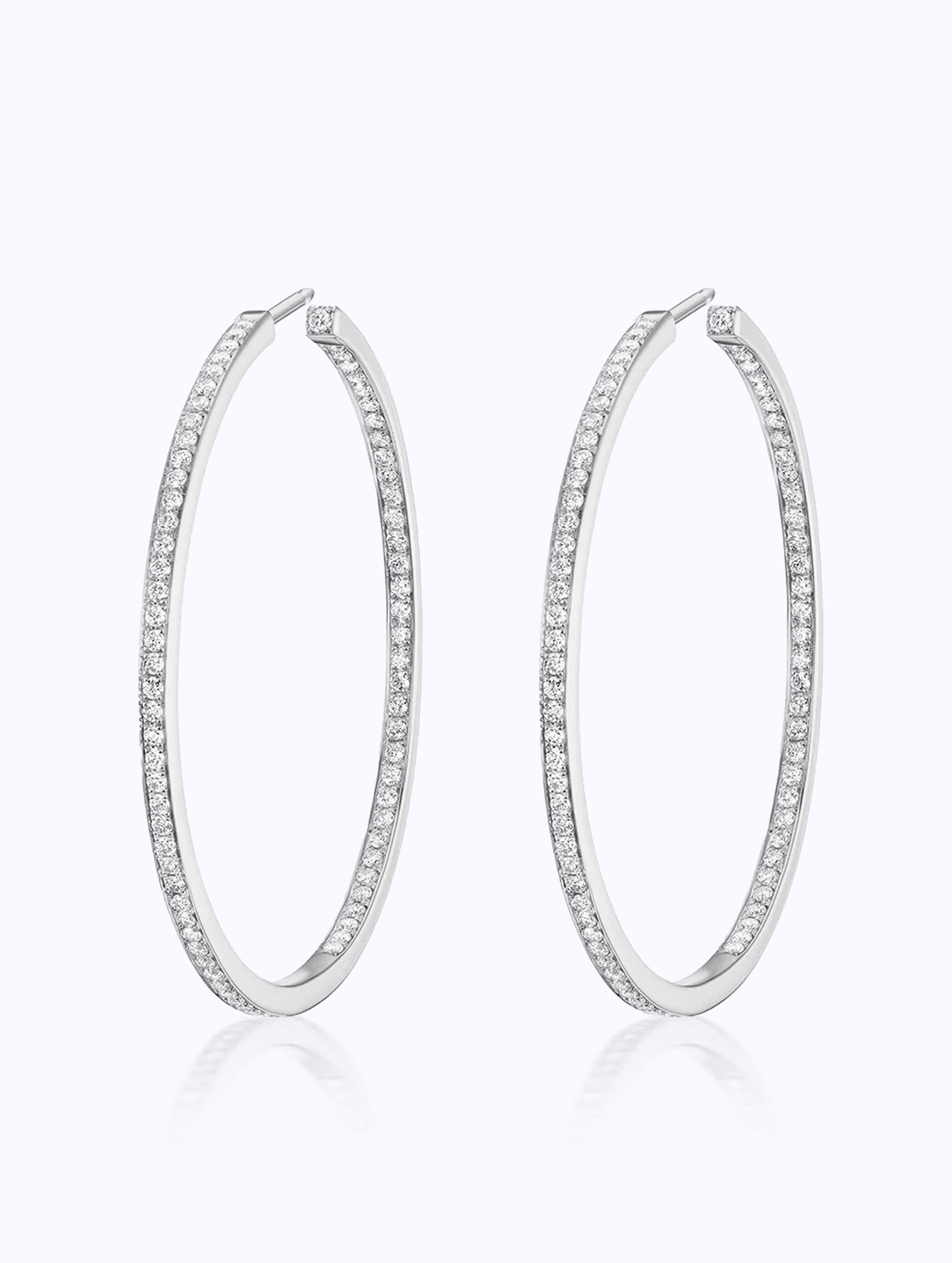 SLIM ATHENA DIAMOND HOOP EARRINGS