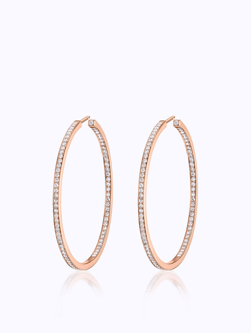SLIM ATHENA DIAMOND HOOP EARRINGS