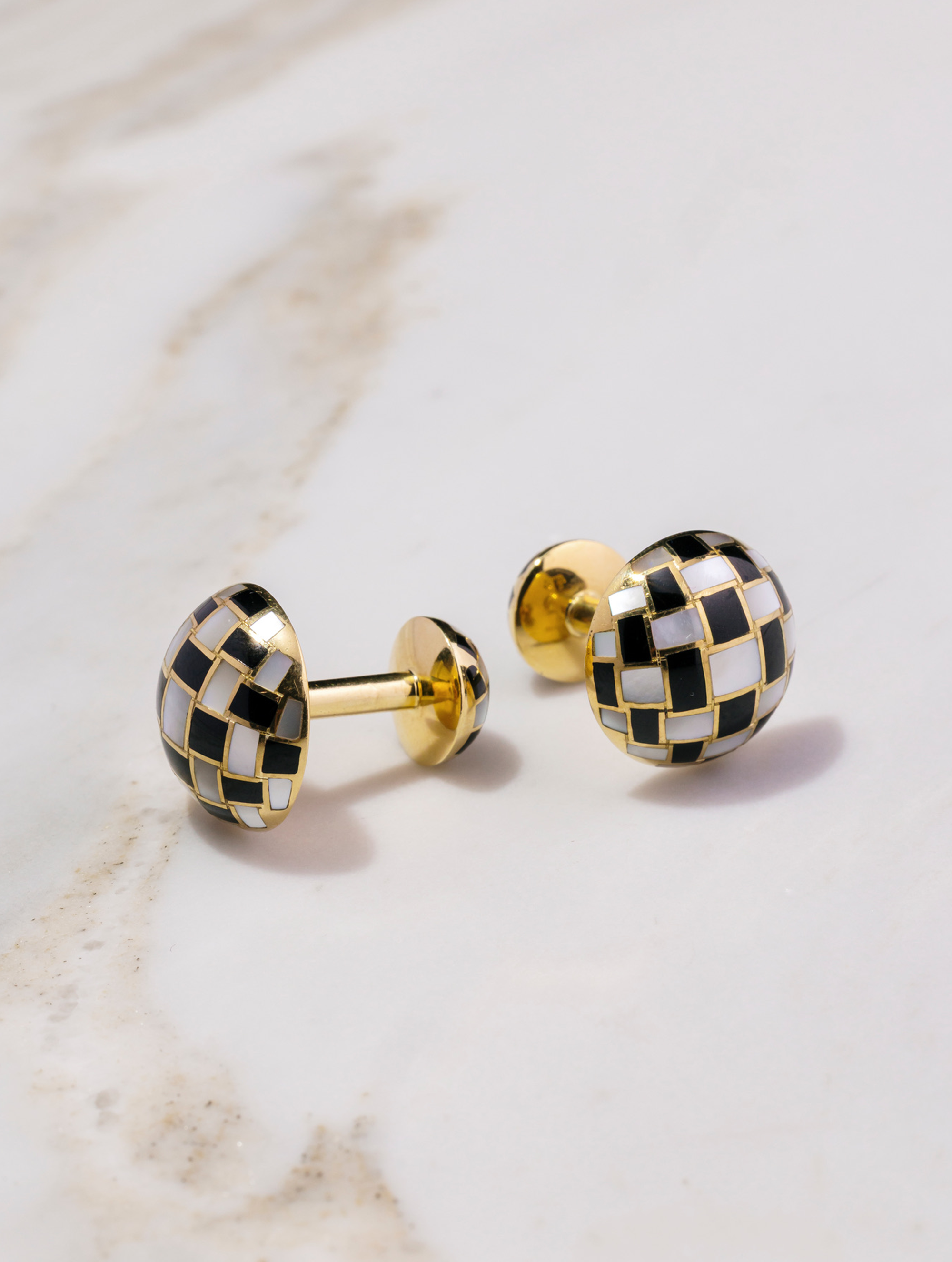 Tiffany & Co. Mother-of-Pearl & Black Jade Cufflinks