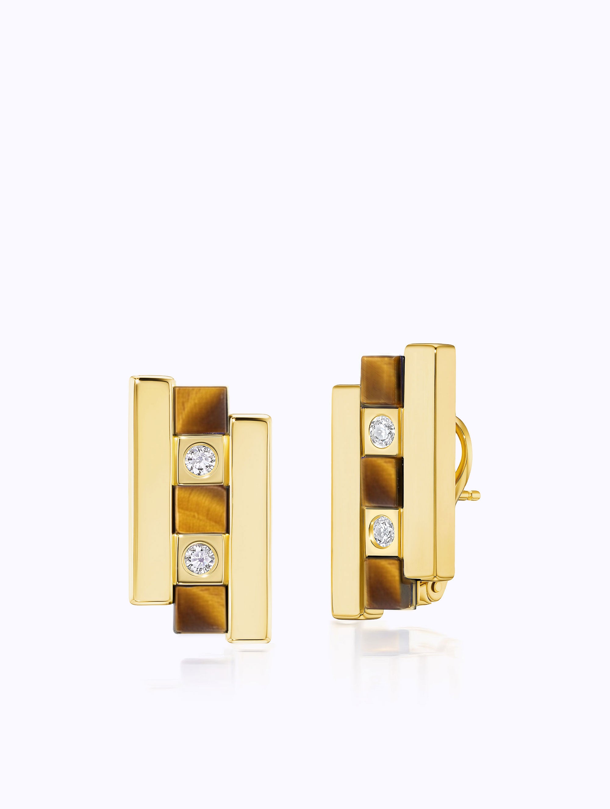 Jumbo Carousel Tiger's Eye & Diamond Earrings