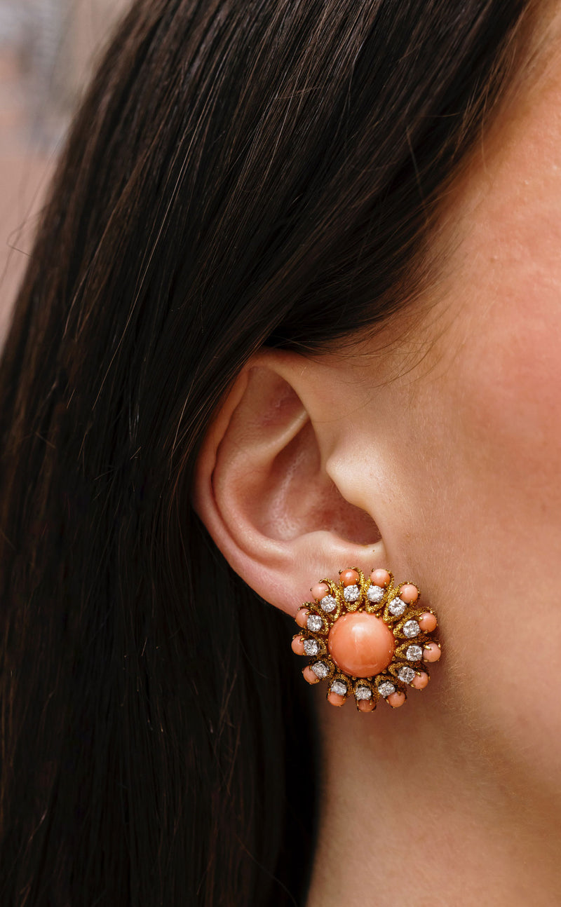 Van Cleef & Arpels Coral and diamond earrings