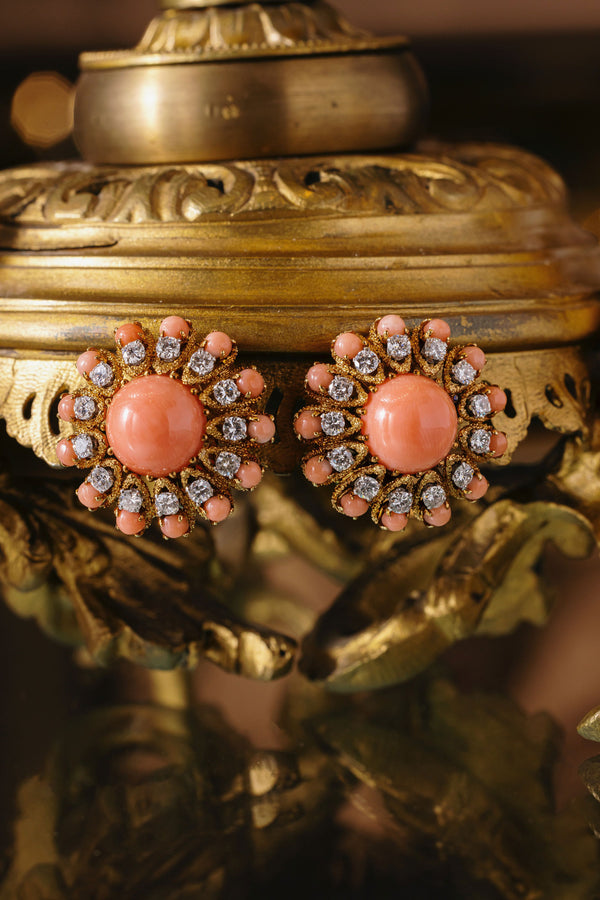Van Cleef & Arpels Coral and diamond earrings