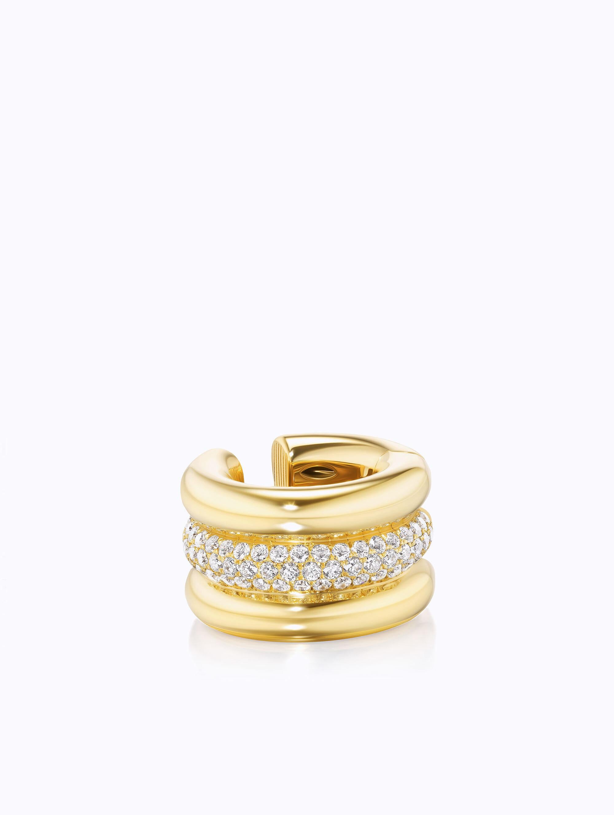 Sloan Triple Diamond & Gold Ear Cuff