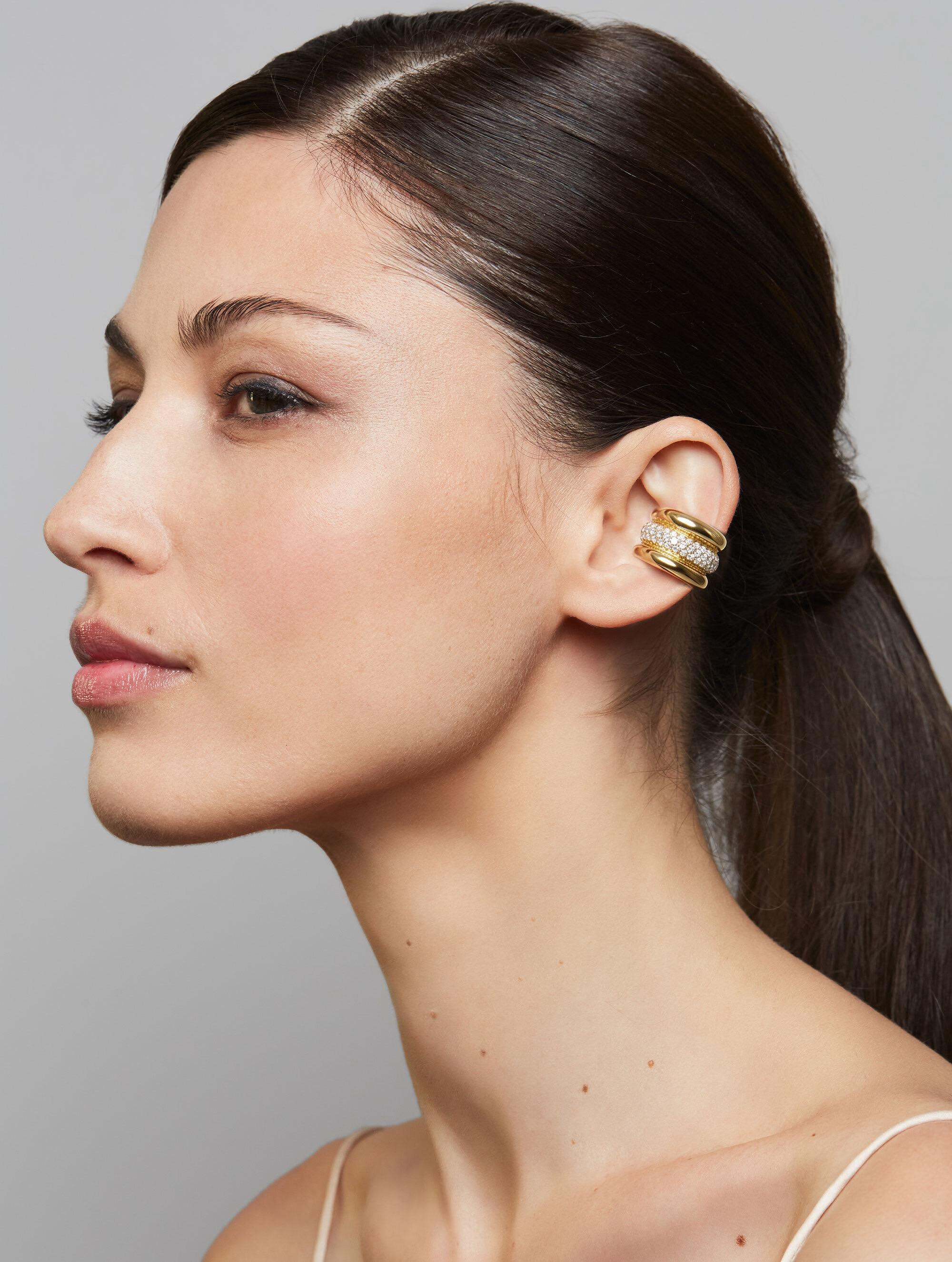 Sloan Triple Diamond & Gold Ear Cuff