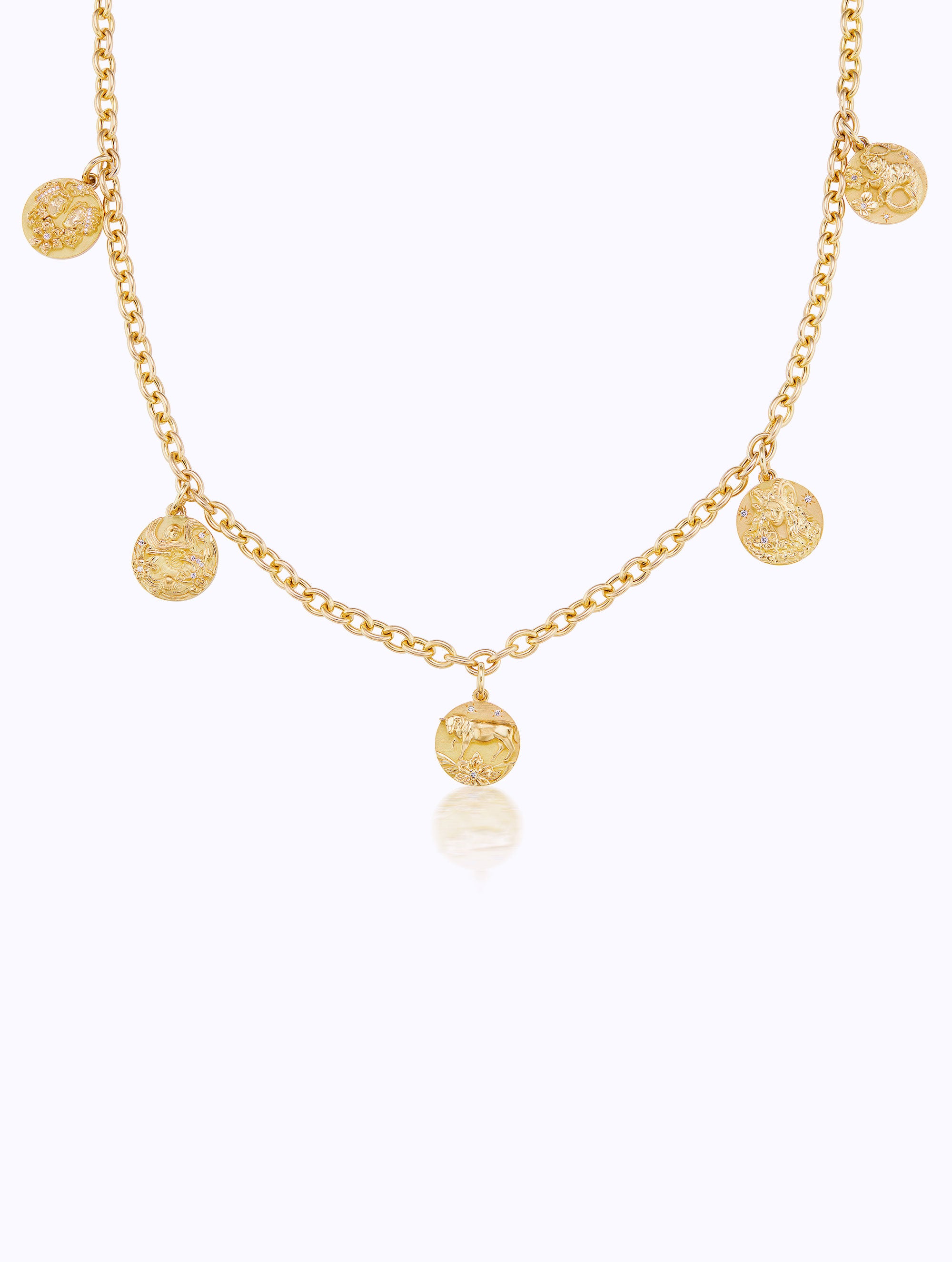 ZODIAC MEDALLION CHARM NECKLACE
