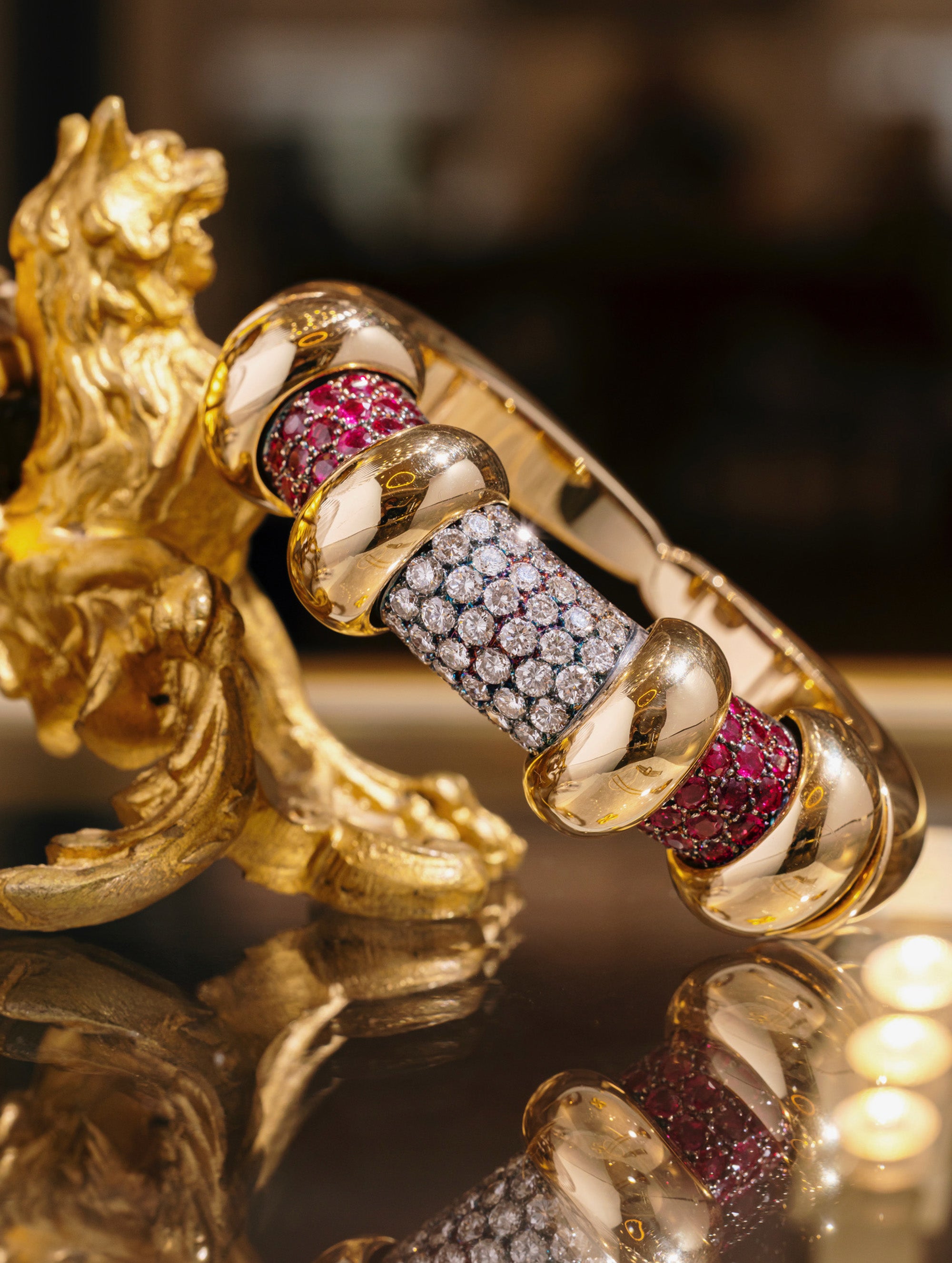 Vintage René Boivin Ruby and Diamond Cuff, Circa 1970s