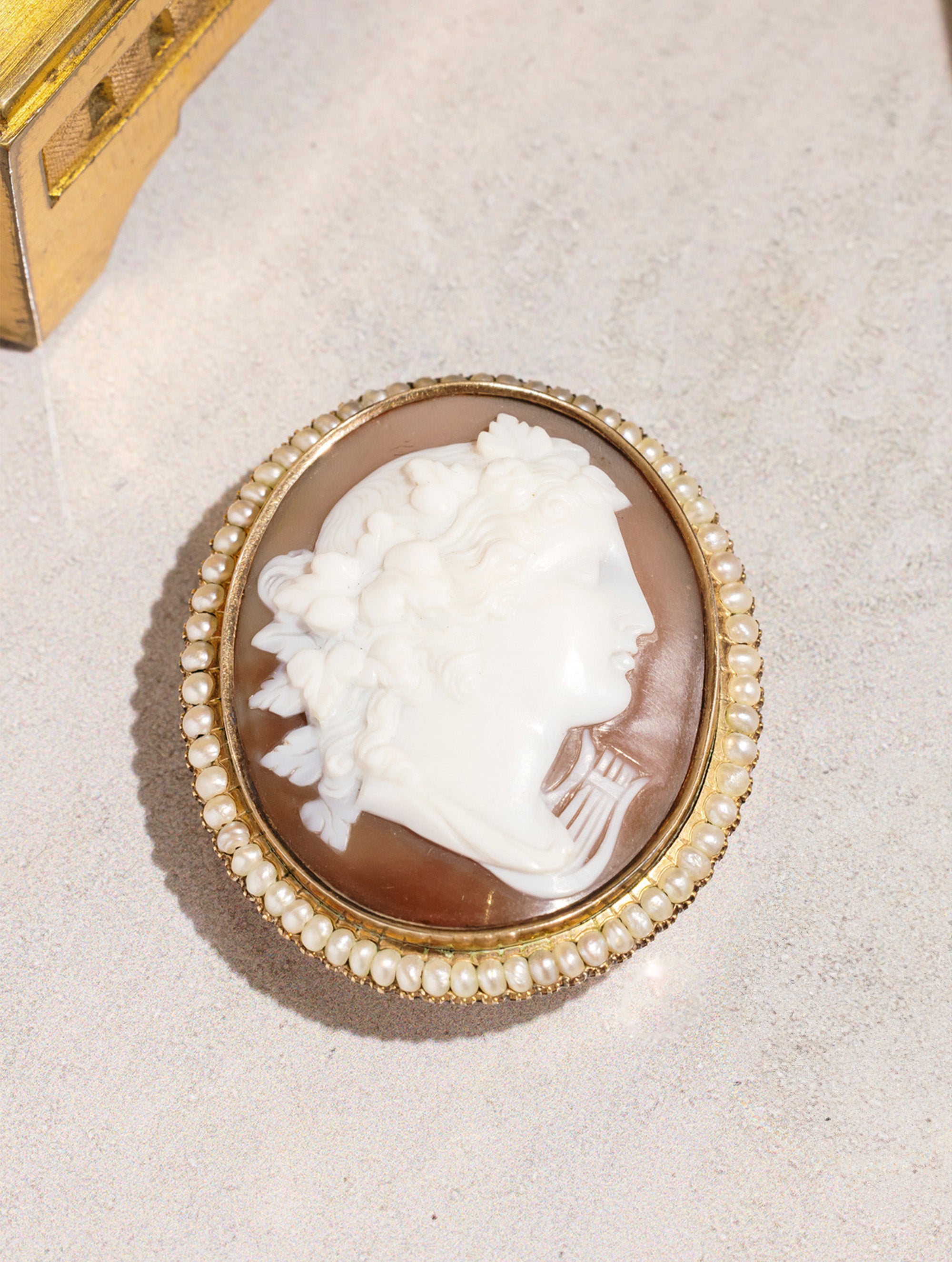 Antique Cameo Pearl Brooch