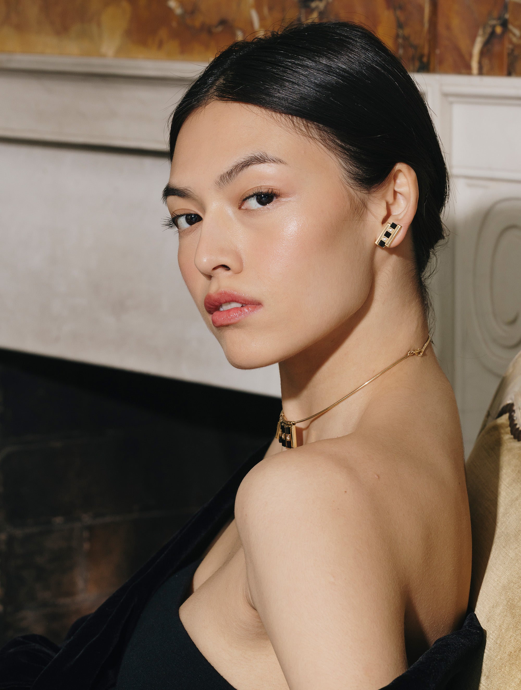 Carousel Onyx & Diamond Earrings