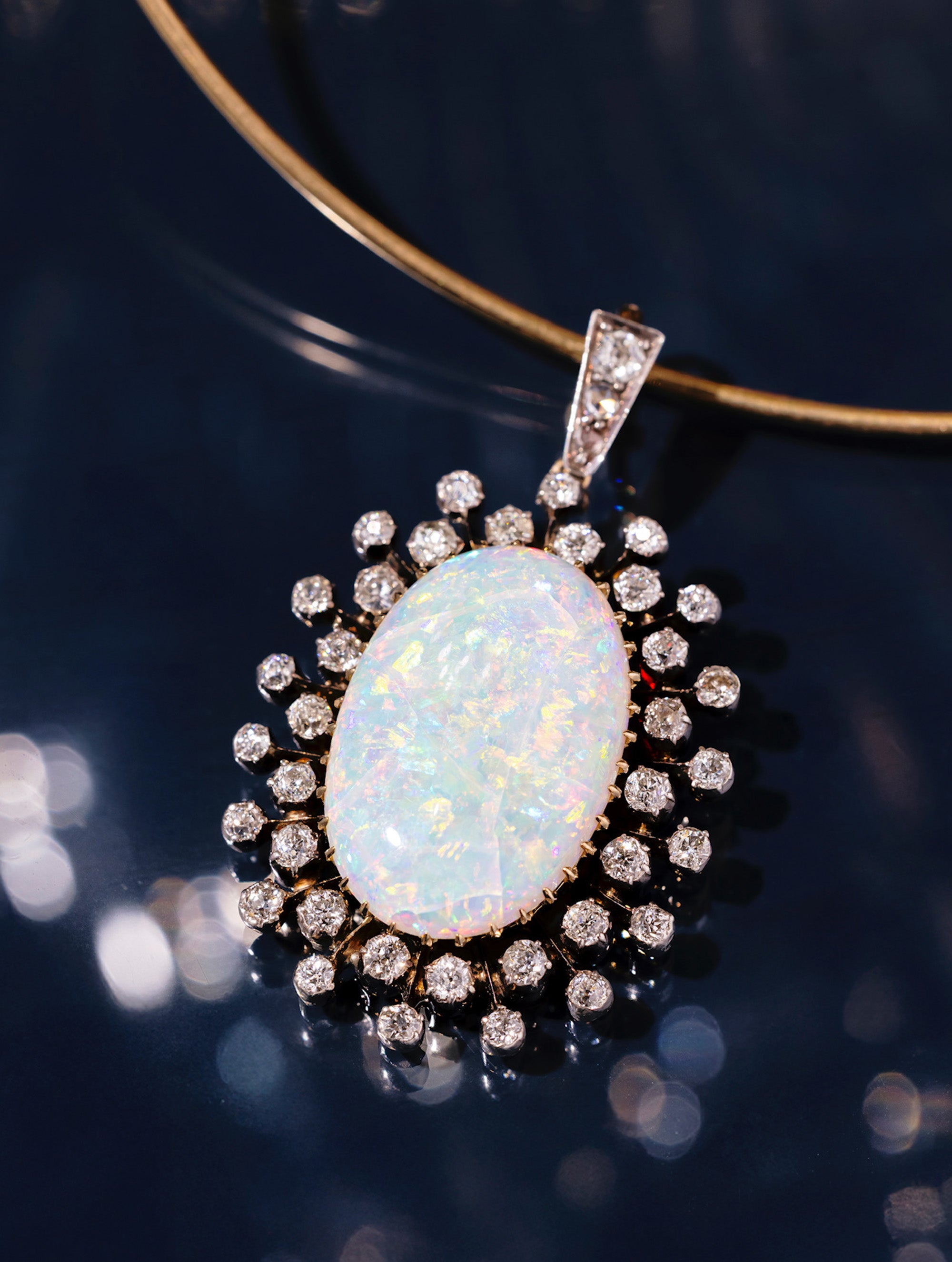Antique Opal & Diamond Pendant