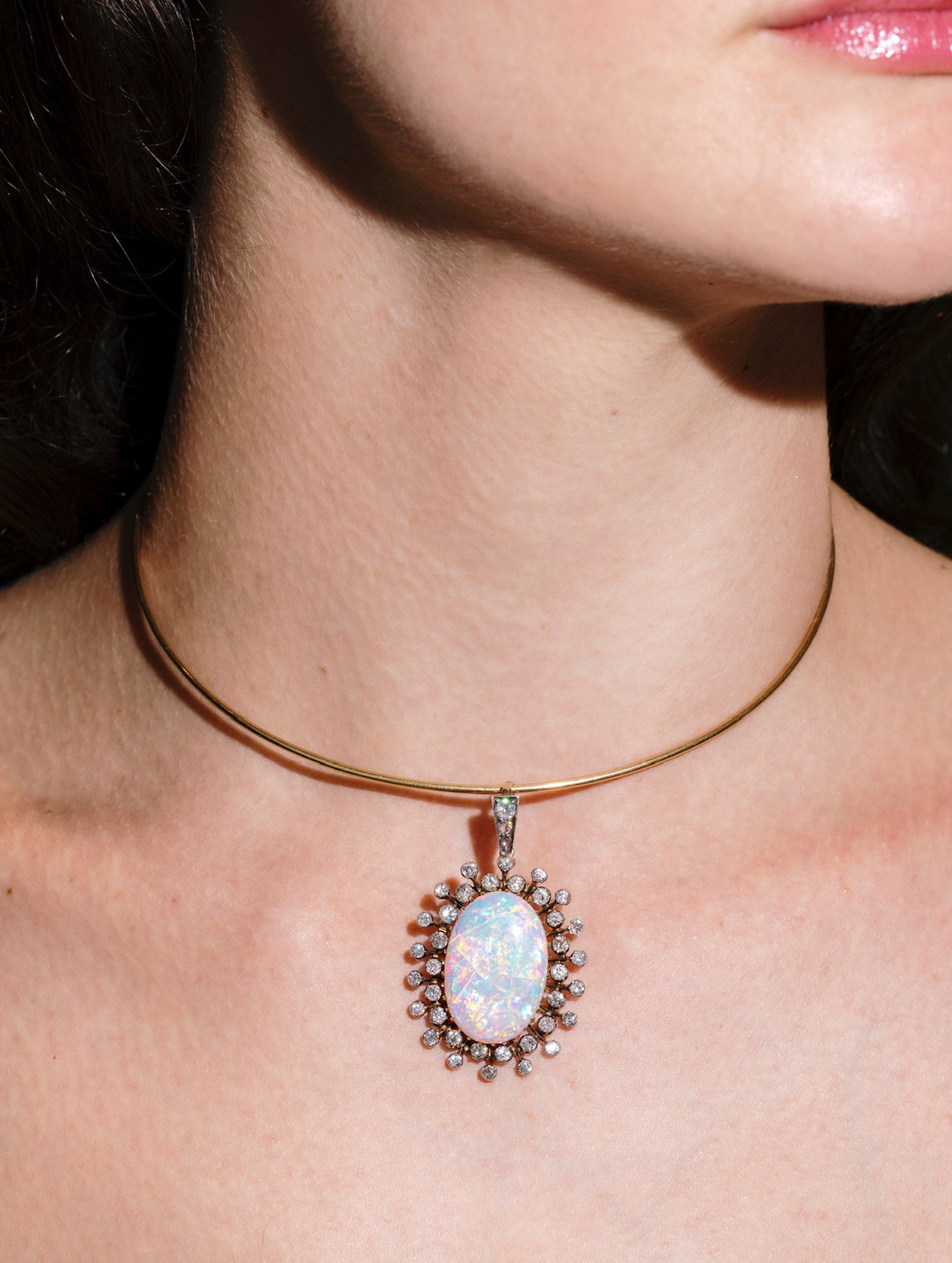 Antique Opal & Diamond Pendant