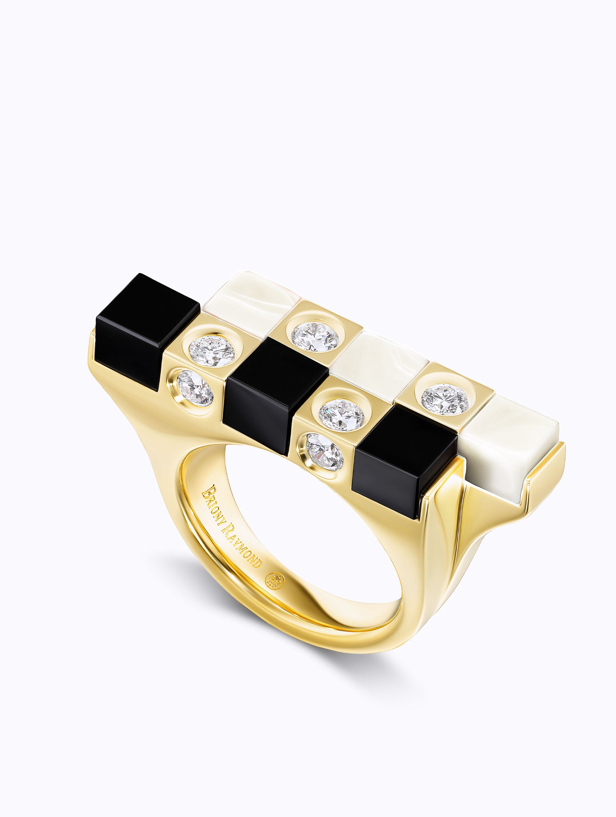 Carousel Onyx, Mother of Pearl & Diamond Cocktail Ring
