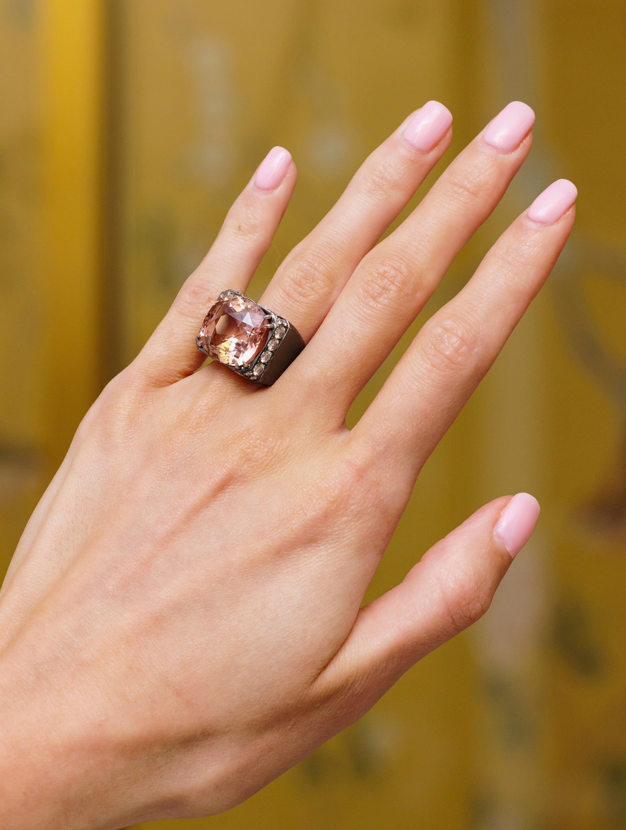 Vintage Cushion Cut Pink Tourmaline Ring