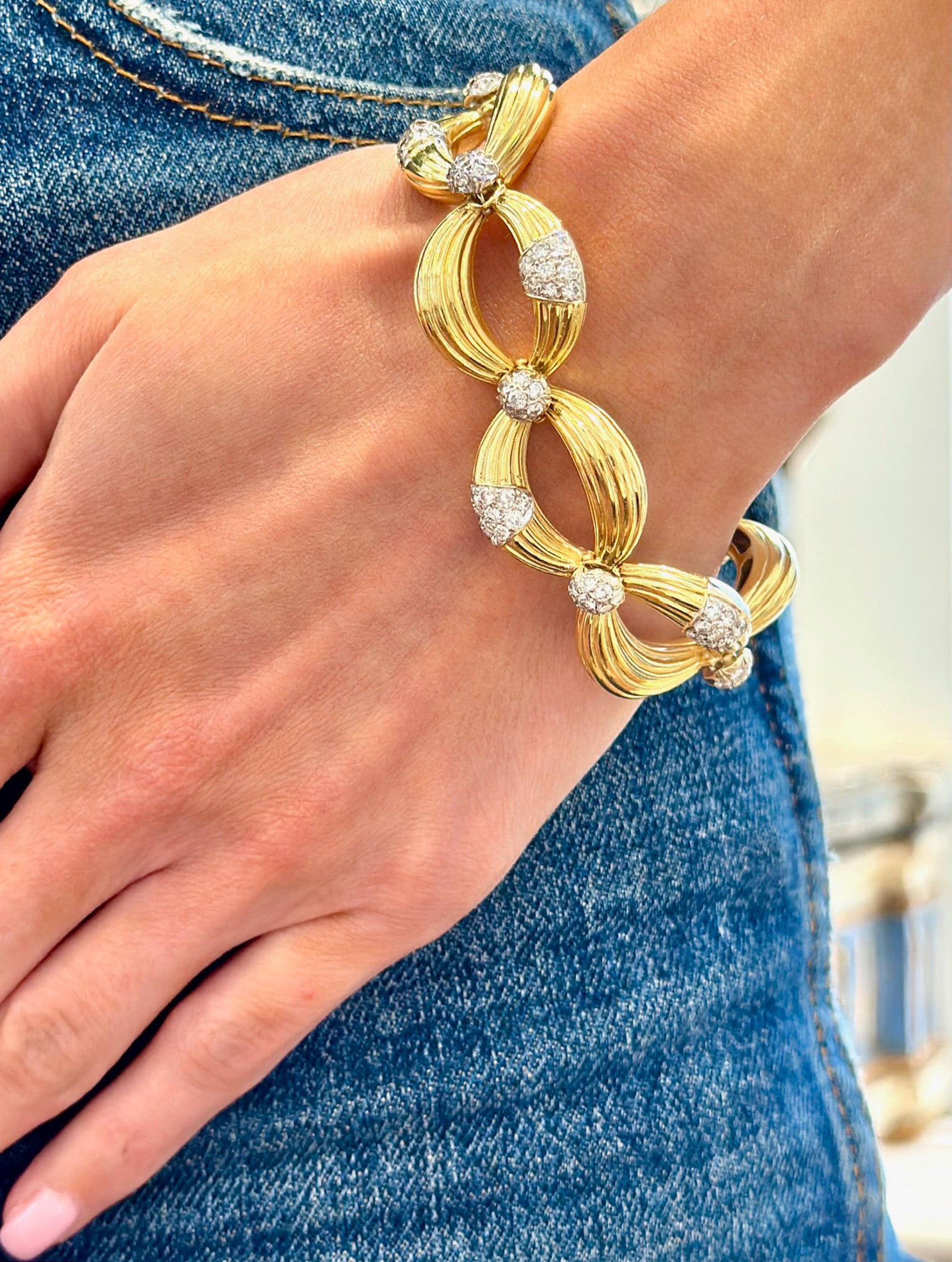 Vintage Fluted Diamond Bracelet, Circa 1960s