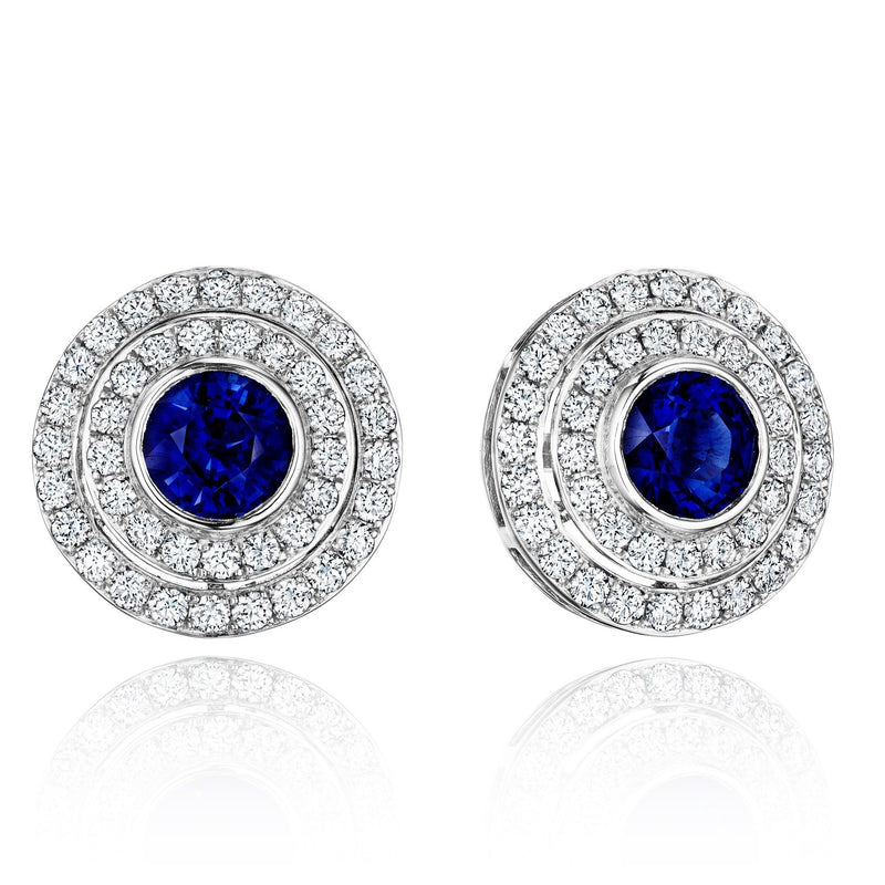 Double Halo Sapphire Earrings